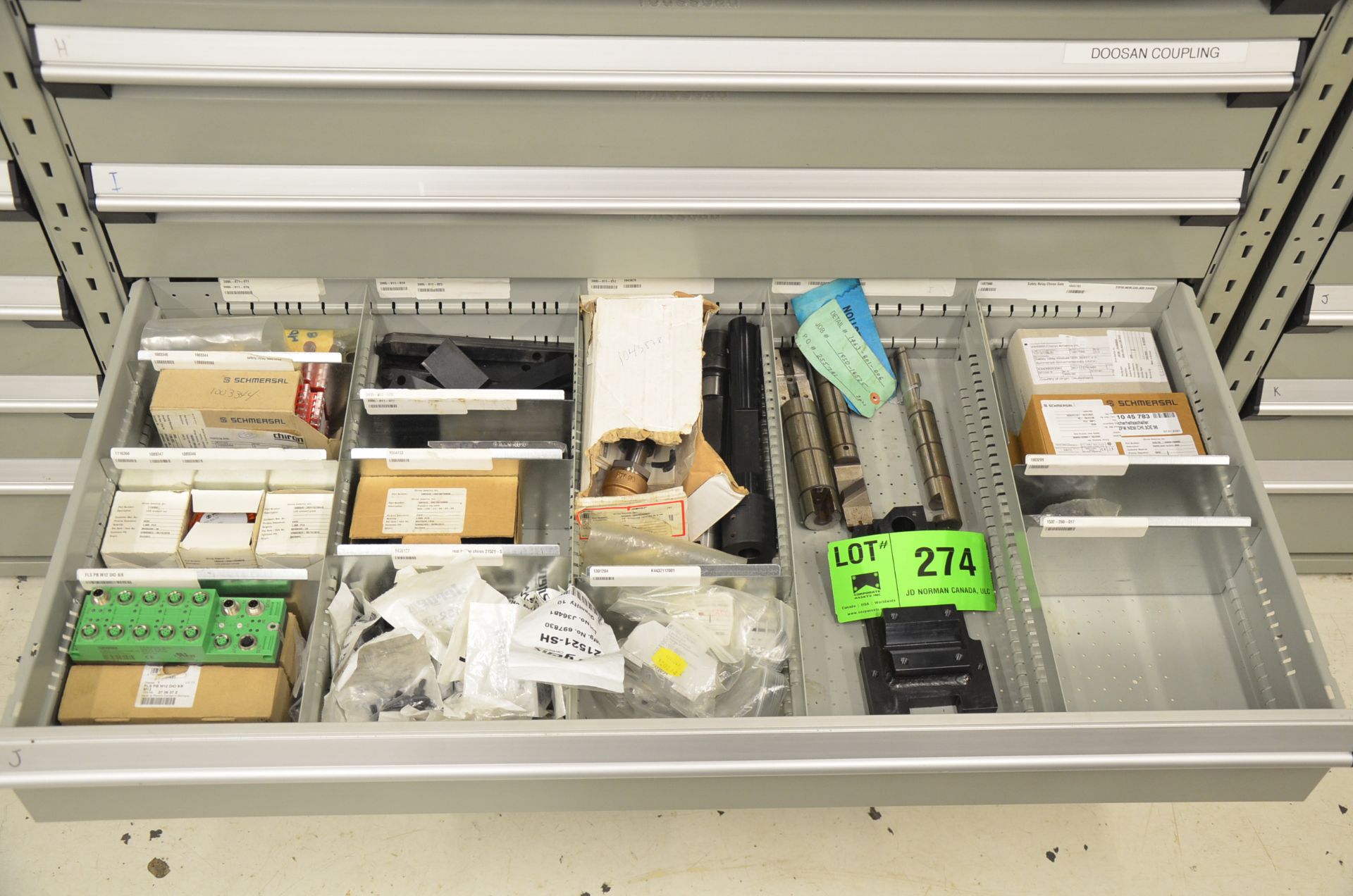 LOT/ CONTENTS OF 9-DRAWER PARTS CABINET - PRODUCTION LINE PARTS, SPARES, CAMS, HARDWARE AND - Image 8 of 10