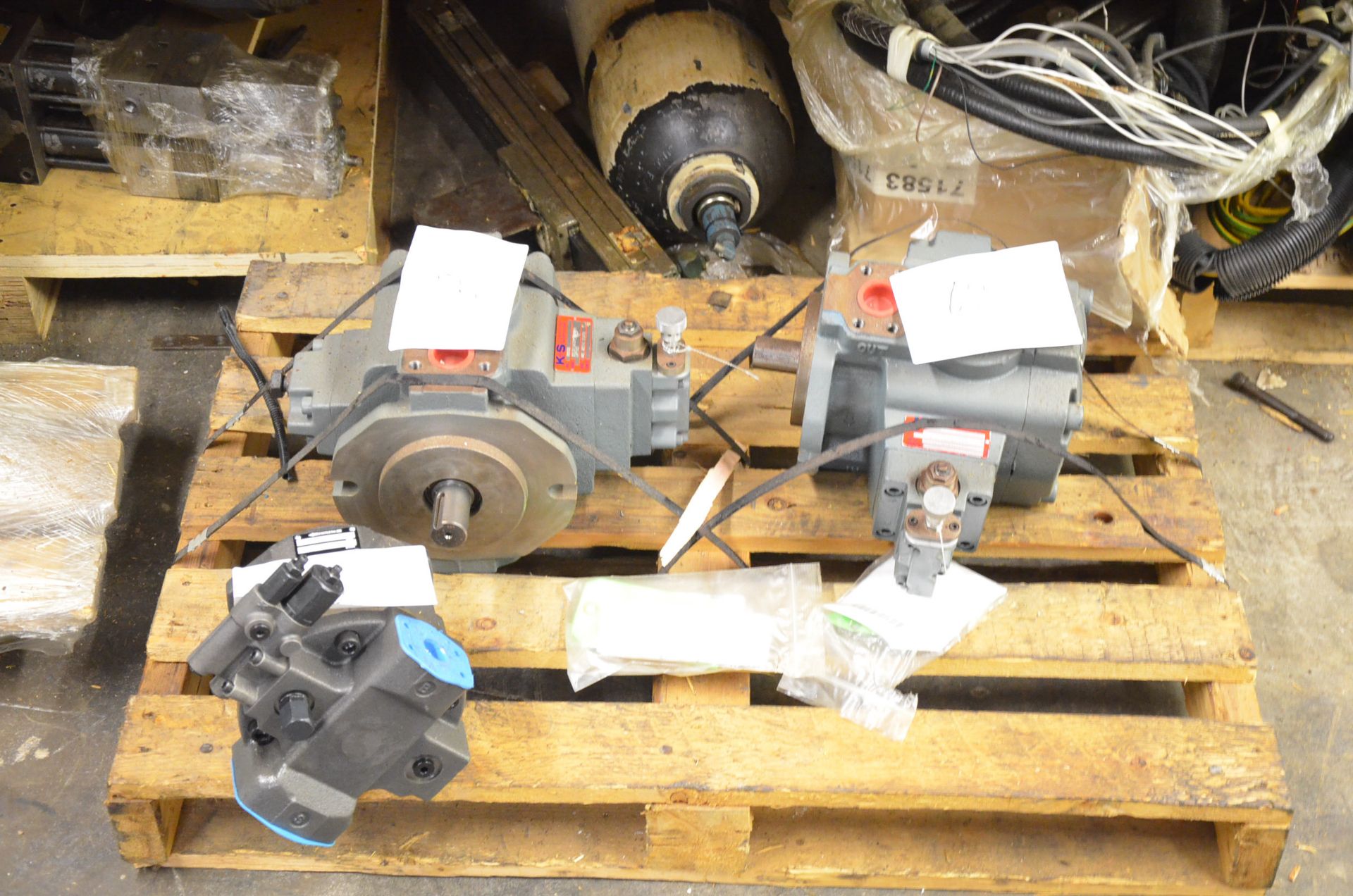LOT/ RACK WITH SPARE ELECTRIC MOTORS, PUMPS AND PARTS - Image 2 of 10