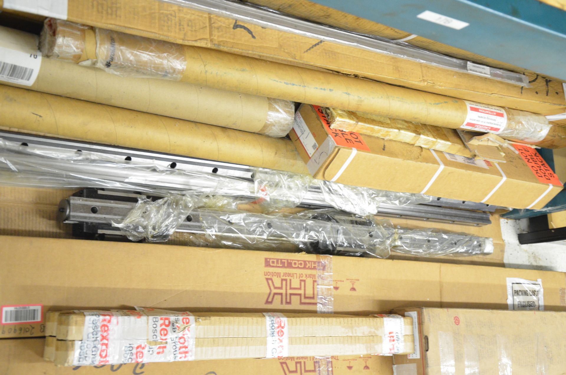LOT/ CONTENTS OF SHELF - THK LINEAR GUIDES AND BEARINGS