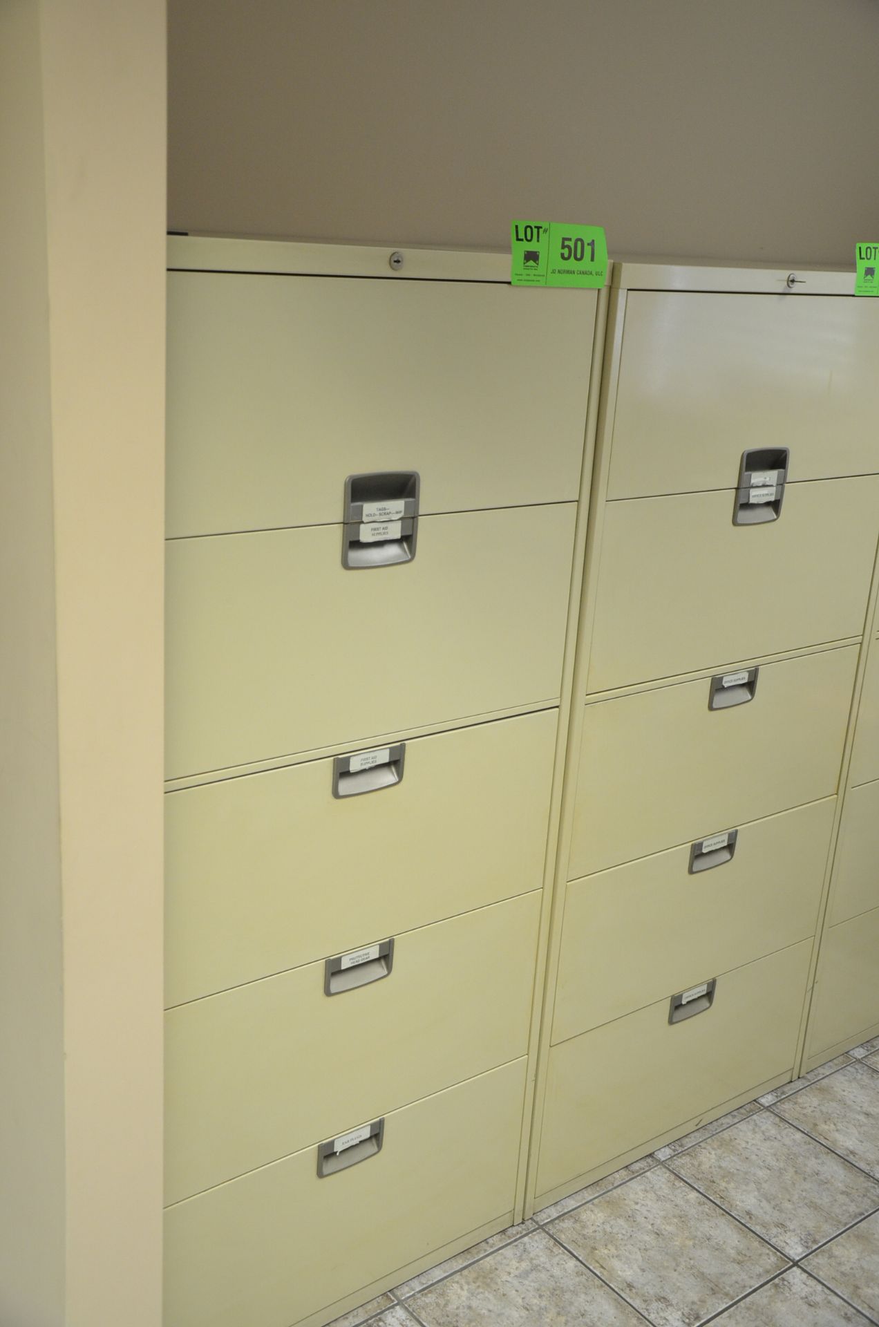LOT/ 5-DRAWER LATERAL FILE CABINET WITH CONTENTS - SUPPLIES