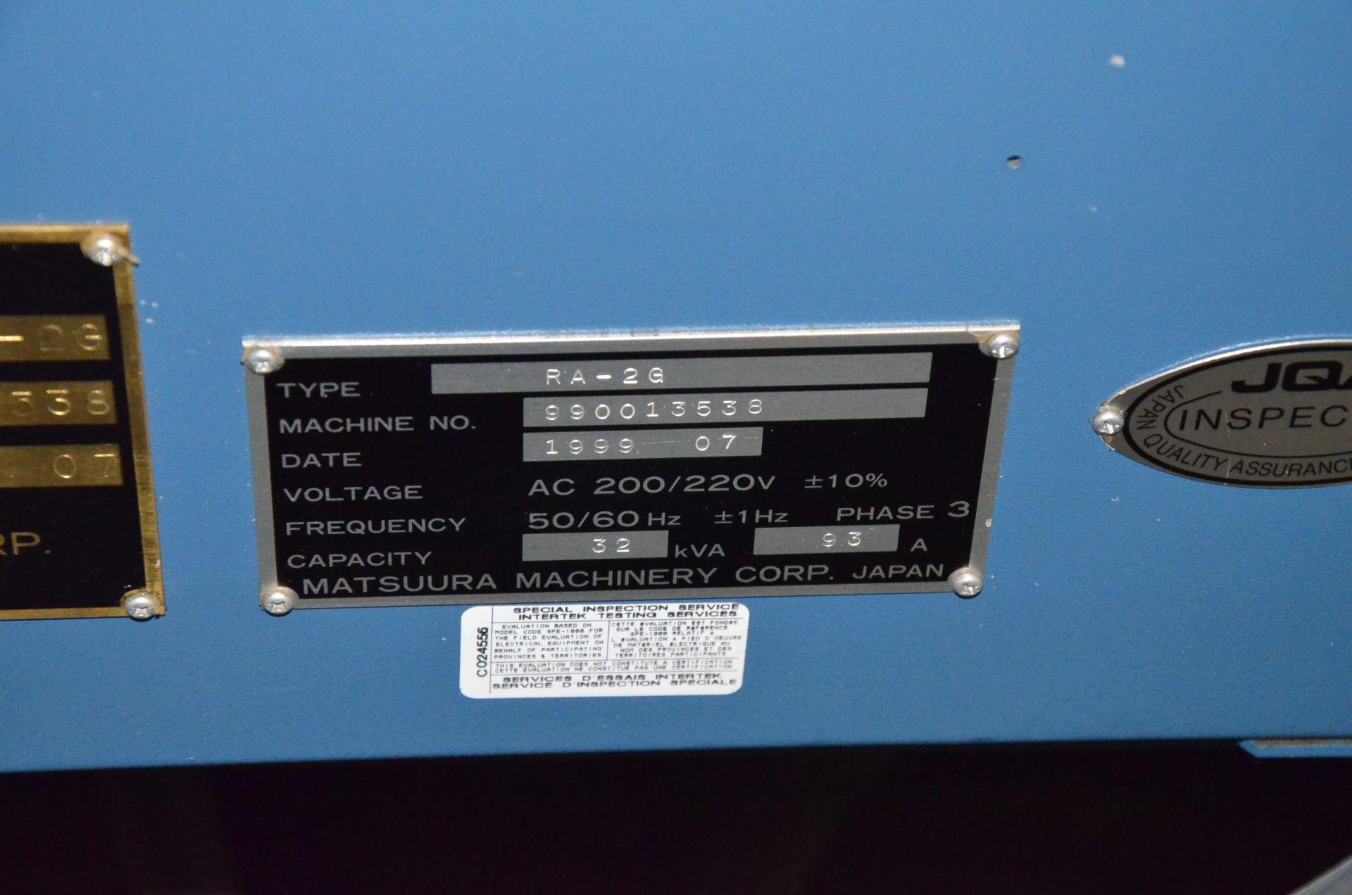 MATSUURA RA-2G CNC TWIN PALLET CNC VERTICAL MACHINING CENTER WITH MATSUURA YASNAC J300 CNC - Image 12 of 19