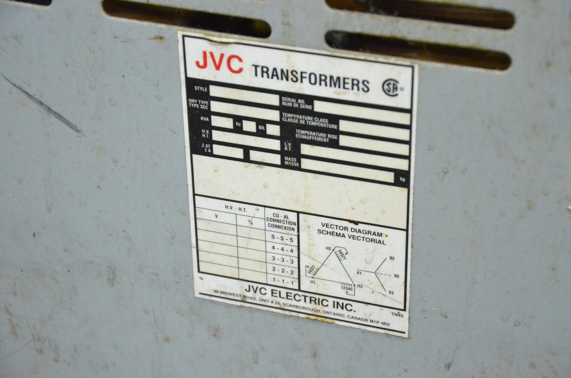 REX 45KVA/600-220V/3PH/60HZ TRANSFORMER, S/N N/A (CI) [RIGGING FEES FOR LOT# 11 - $150 PLUS - Image 2 of 2