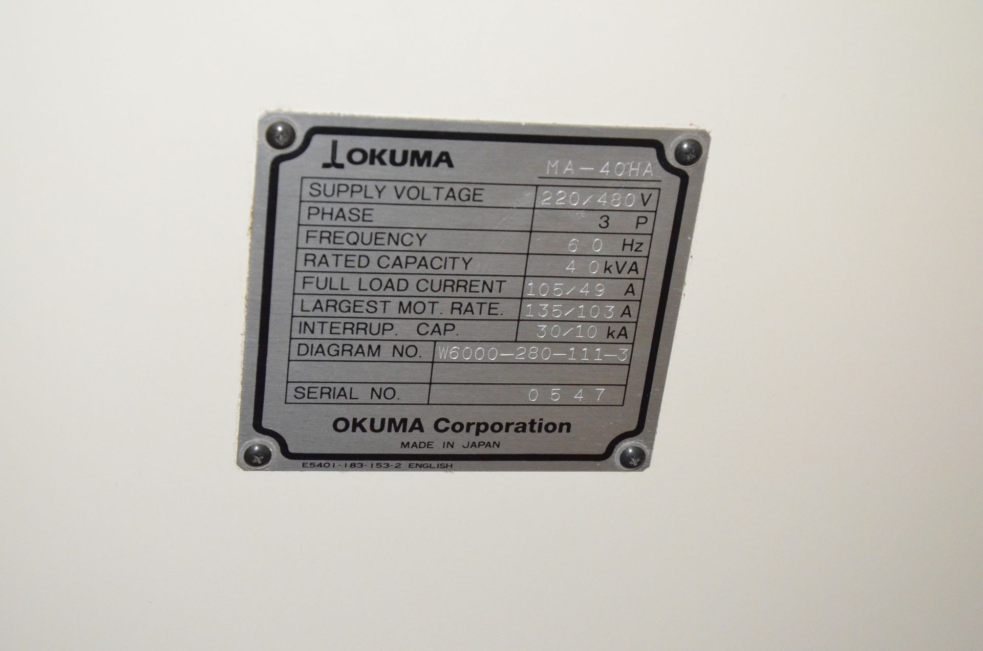 OKUMA MA-40HA CNC TWIN PALLET HORIZONTAL MACHINING CENTER WITH OKUMA OSP U-100M CNC CONTROL, 15. - Image 4 of 12