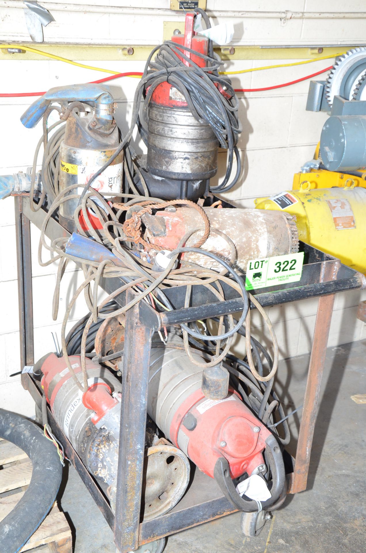 LOT/ HEAVY DUTY SUBMERSIBLE PUMPS WITH CART [RIGGING FEE FOR LOT #322 - $25 USD PLUS APPLICABLE - Image 2 of 2