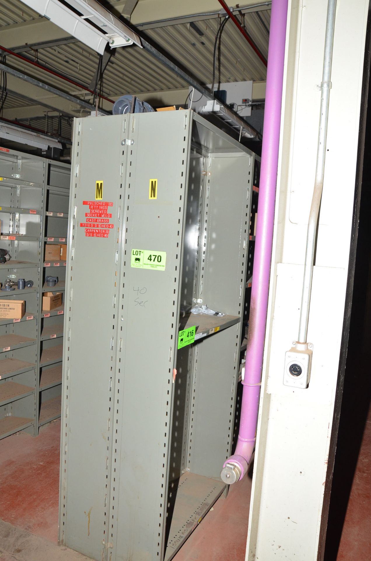 LOT/ (40) SECTIONS METAL SHELVING - NO CONTENTS - DELAY DELIVERY [RIGGING FEE FOR LOT #470 - $TBD