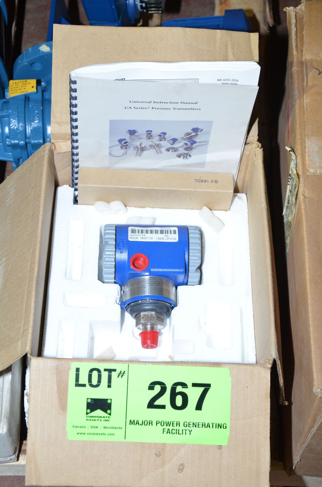 FOXBORO IGP10-022 DIGITAL PRESSURE TRANSMITTER [RIGGING FEE FOR LOT #267 - $25 USD PLUS APPLICABLE