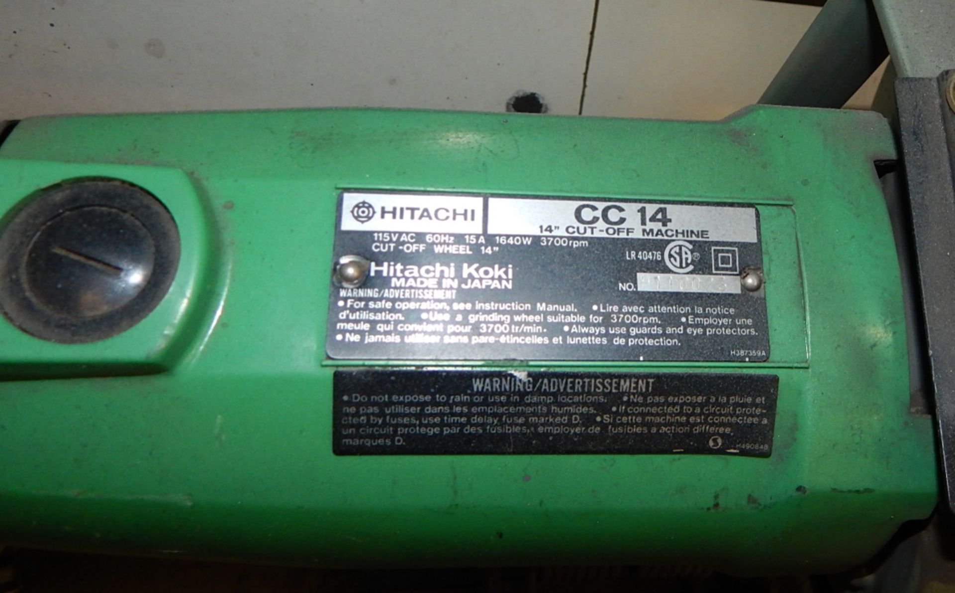 HITACHI CC14 14" ABRASIVE CUT OFF SAW - Image 2 of 3