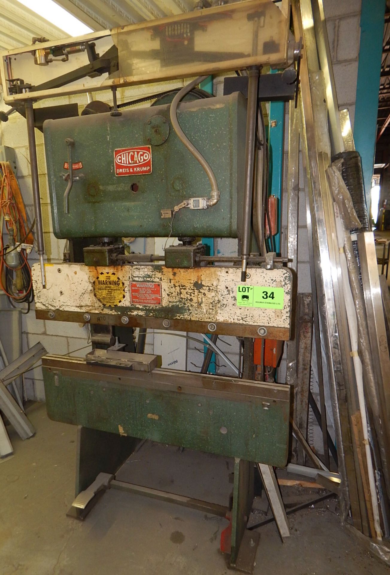 CHICAGO DREIS & KRUMP 135 4' MECHANICAL 15 TON BRAKE PRESS S/N: L-16918 (CI) [RIGGING FEES FOR