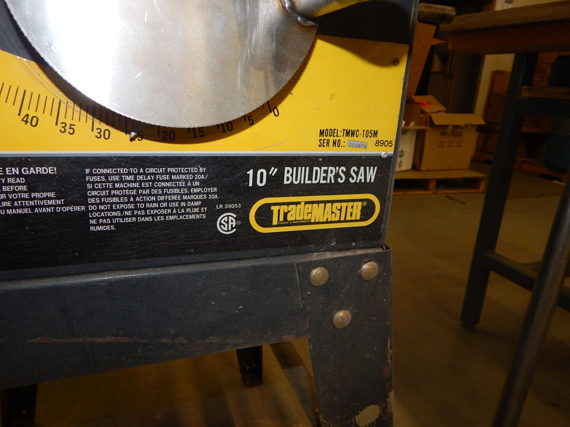 TRADEMASTER 10" TABLE SAW S/A: N/A - Image 2 of 2