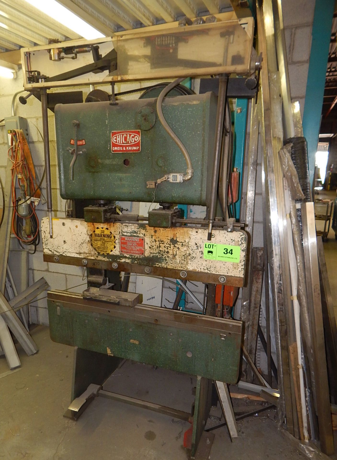 CHICAGO DREIS & KRUMP 135 4' MECHANICAL 15 TON BRAKE PRESS S/N: L-16918 (CI) [RIGGING FEES FOR - Image 4 of 5