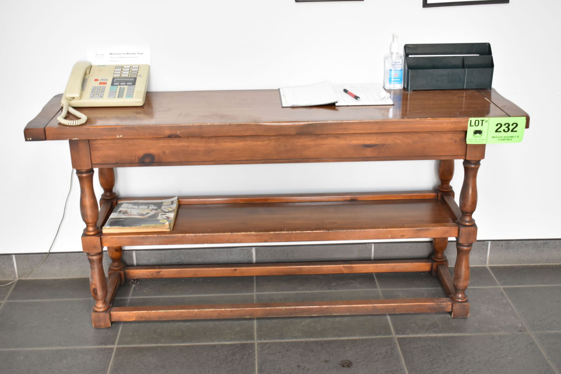 LOT/ CONTENTS OF RECEPTION AREA CONSISTING OF CHAIR AND SIGN IN TABLE (FURNITURE ONLY, NO - Image 2 of 3