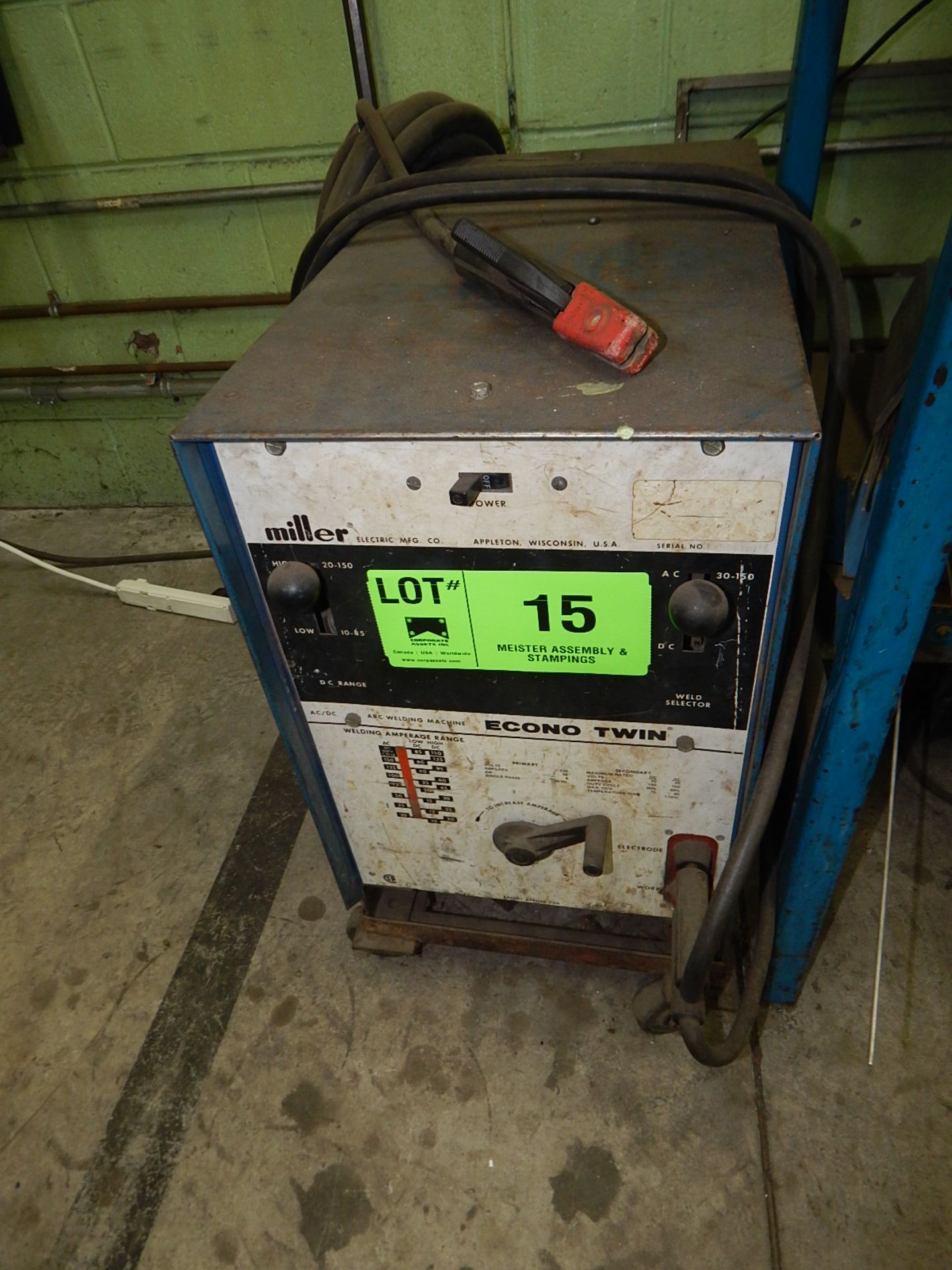 MILLER ECONO TWIN AC/DC ARC WELDER, S/N: HK260191 [RIGGING FEE FOR LOT #15 - $50 USD PLUS APPLICABLE