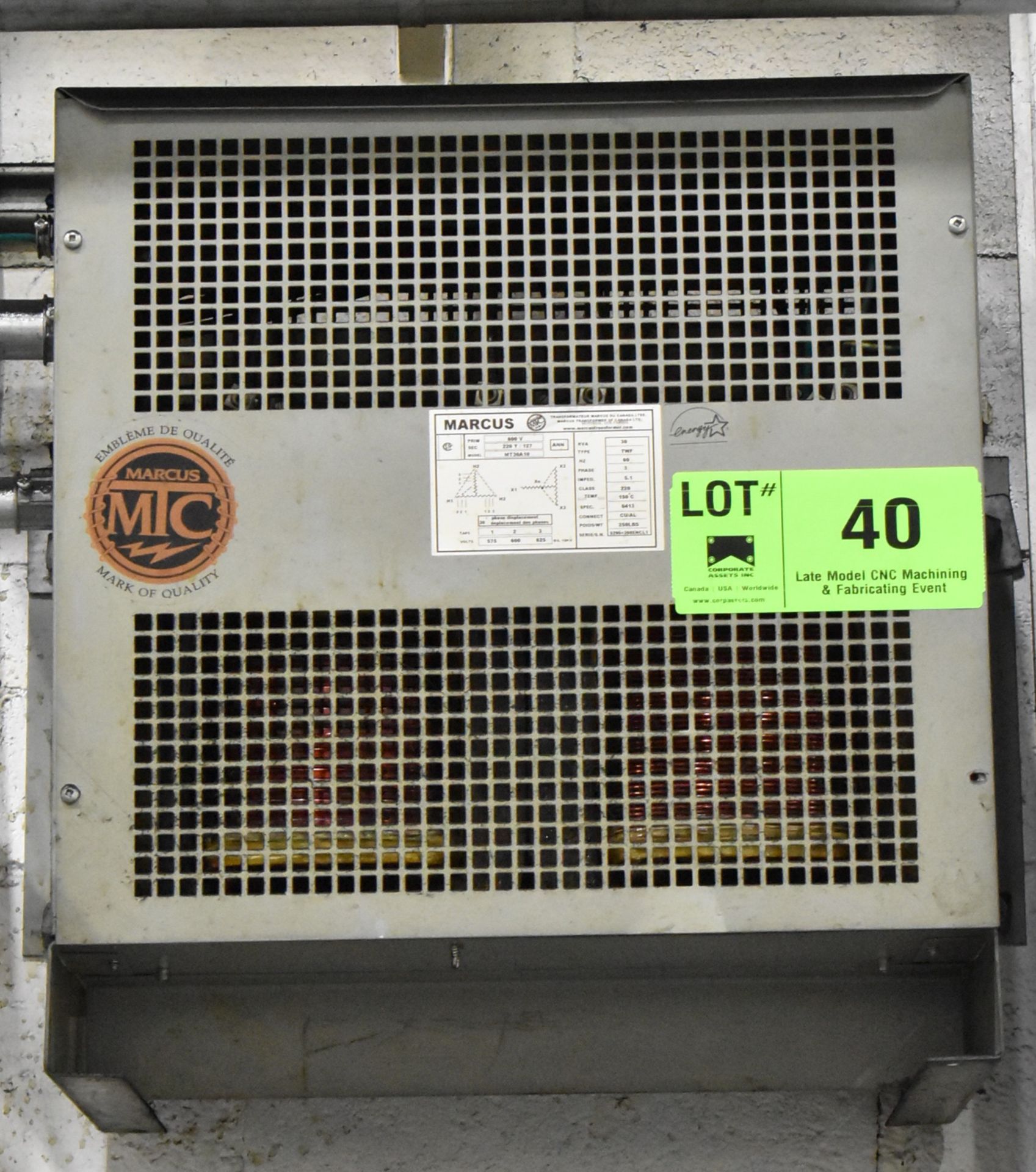 MARCUS 30KVA TRANSFORMER, S/N: 5295=308ENCL1 (LOCATED IN TORONTO, ON) (CI)