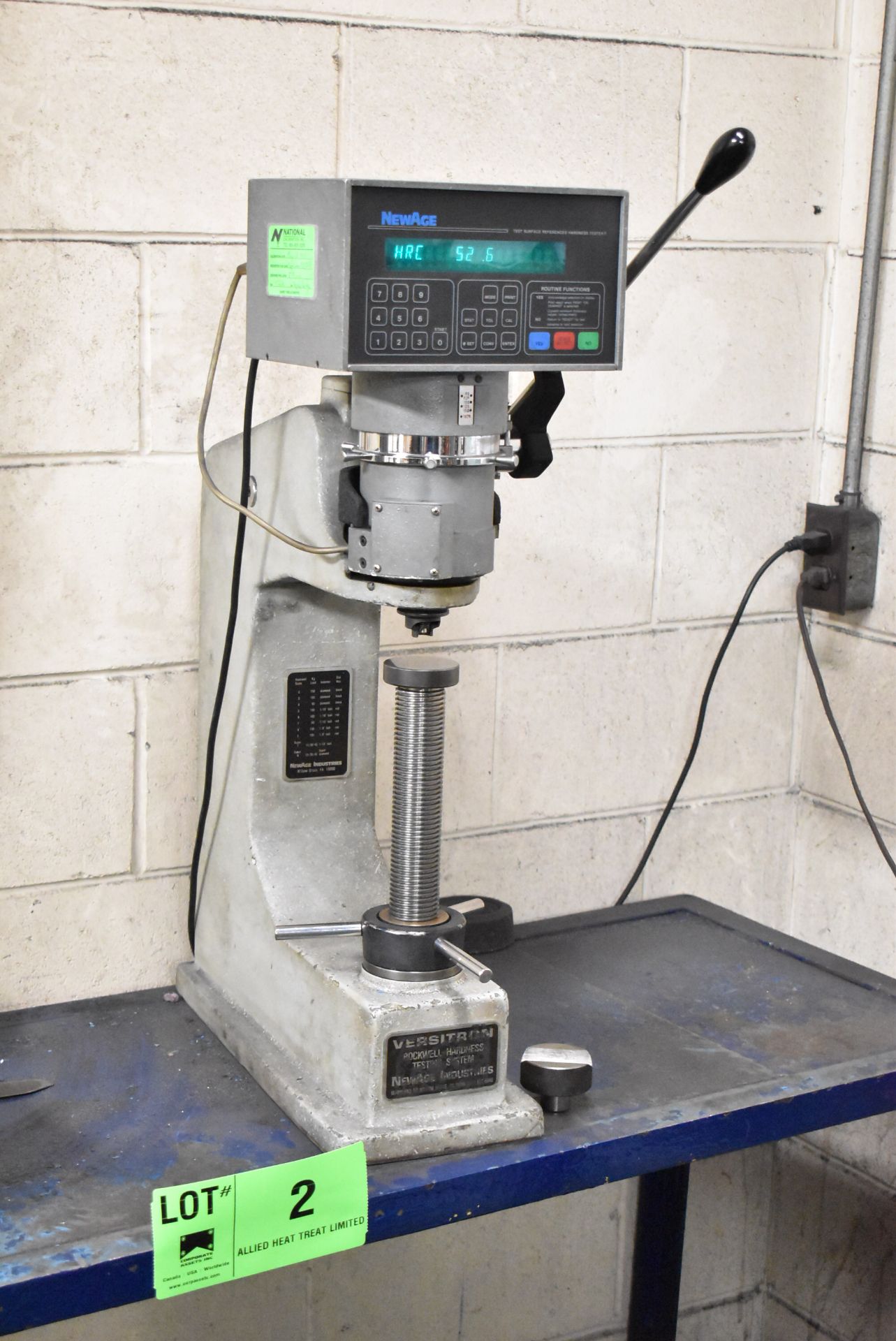 NEWAGE VERSITRON DIGITAL BENCH TYPE HARDNESS TESTER WITH NEWAGE DRO, 120V/1PH/60HZ, S/N: 4322