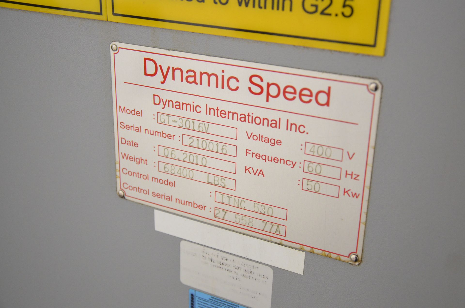 DYNAMIC SPEED (2010) GT-3016V GANTRY-TYPE VERTICAL MACHINING CENTER WITH HEIDENHAIN ITNC530 CNC - Image 10 of 11