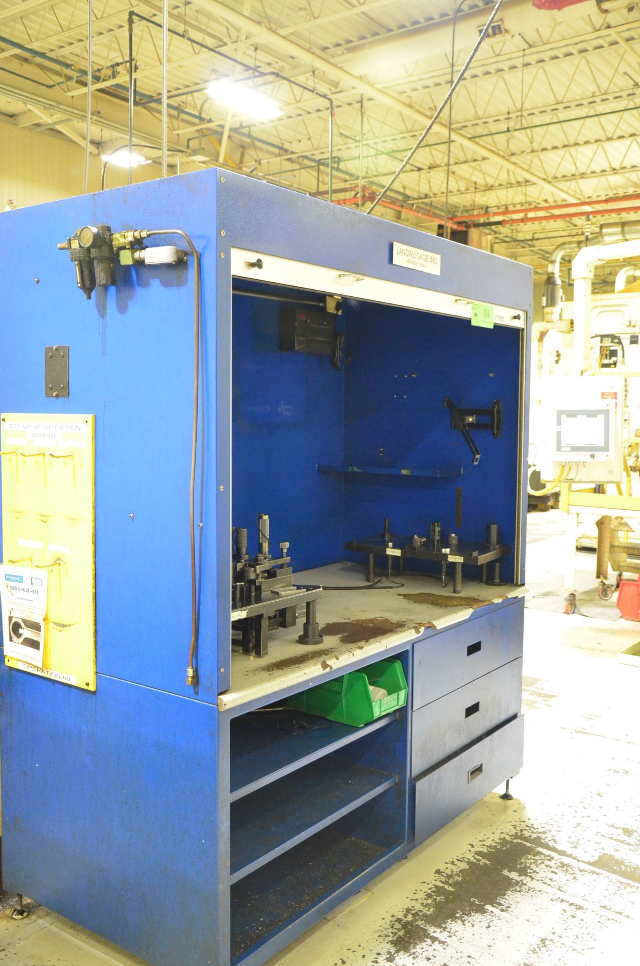 LANDAU QUALITY CONTROL GAGING STATION WITH GAGES AND ROLL-UP DOOR, S/N N/A - Image 2 of 3