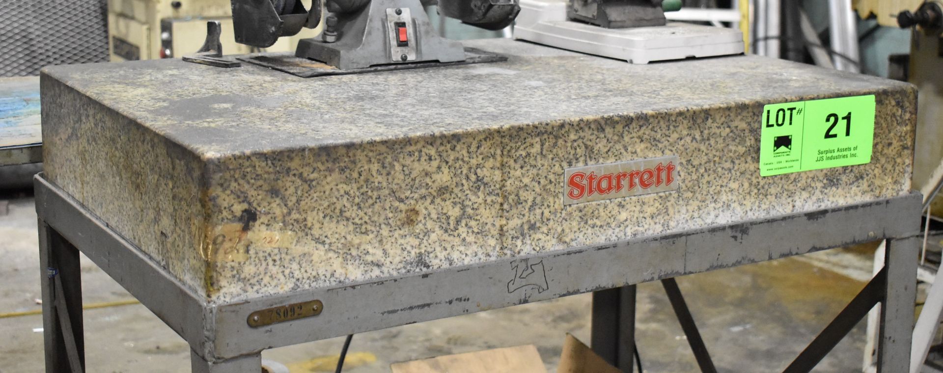 STARRETT 36"X24"X6" GRANITE SURFACE PLATE WITH STAND, S/N: N/A [RIGGING FEE FOR LOT #21 - $50 CAD - Image 2 of 3