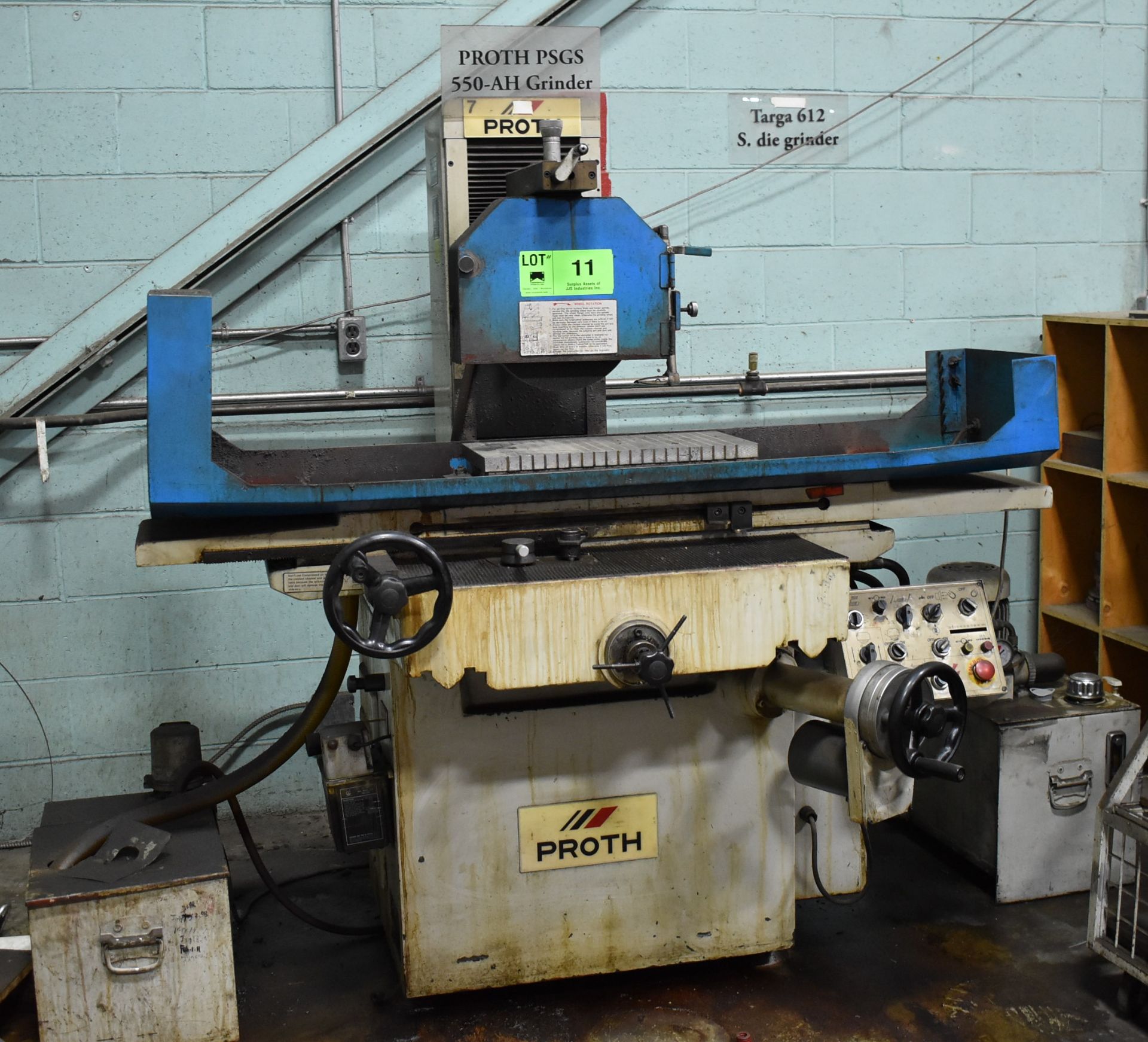 PROTH PSGS 550-AH HYDRAULIC SURFACE GRINDER WITH 20"X10" ELECTROMAGNETIC CHUCK, 12" WHEEL,