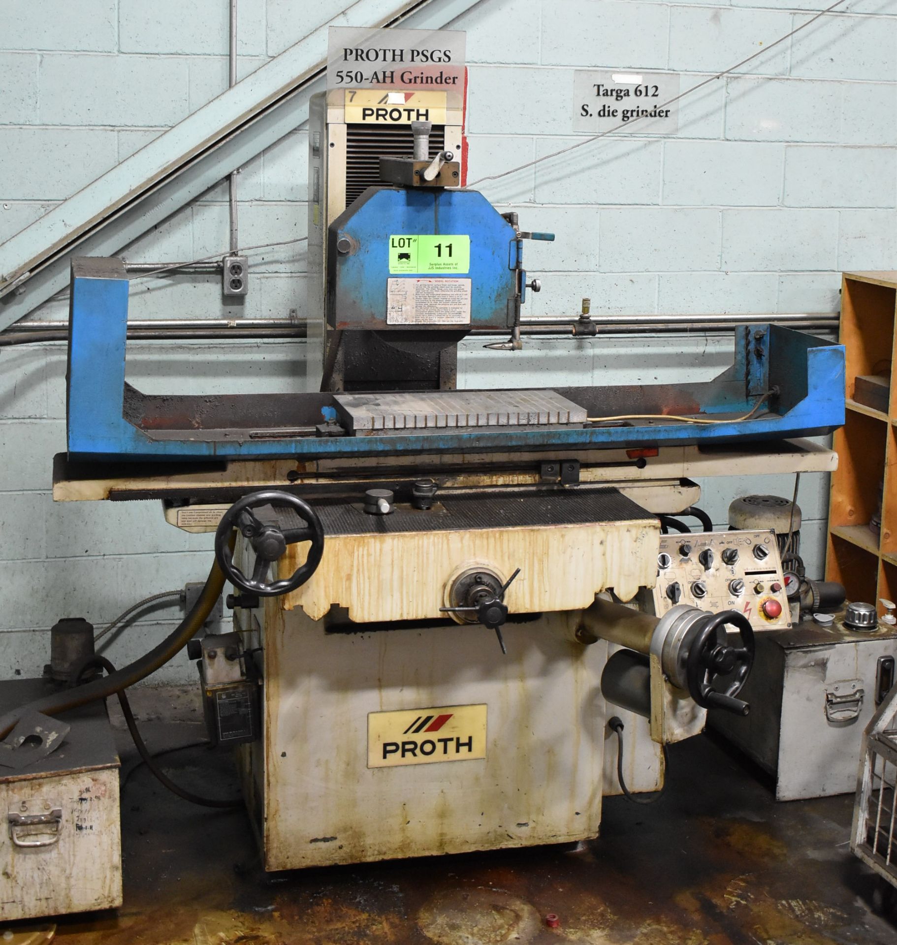 PROTH PSGS 550-AH HYDRAULIC SURFACE GRINDER WITH 20"X10" ELECTROMAGNETIC CHUCK, 12" WHEEL, - Image 3 of 9