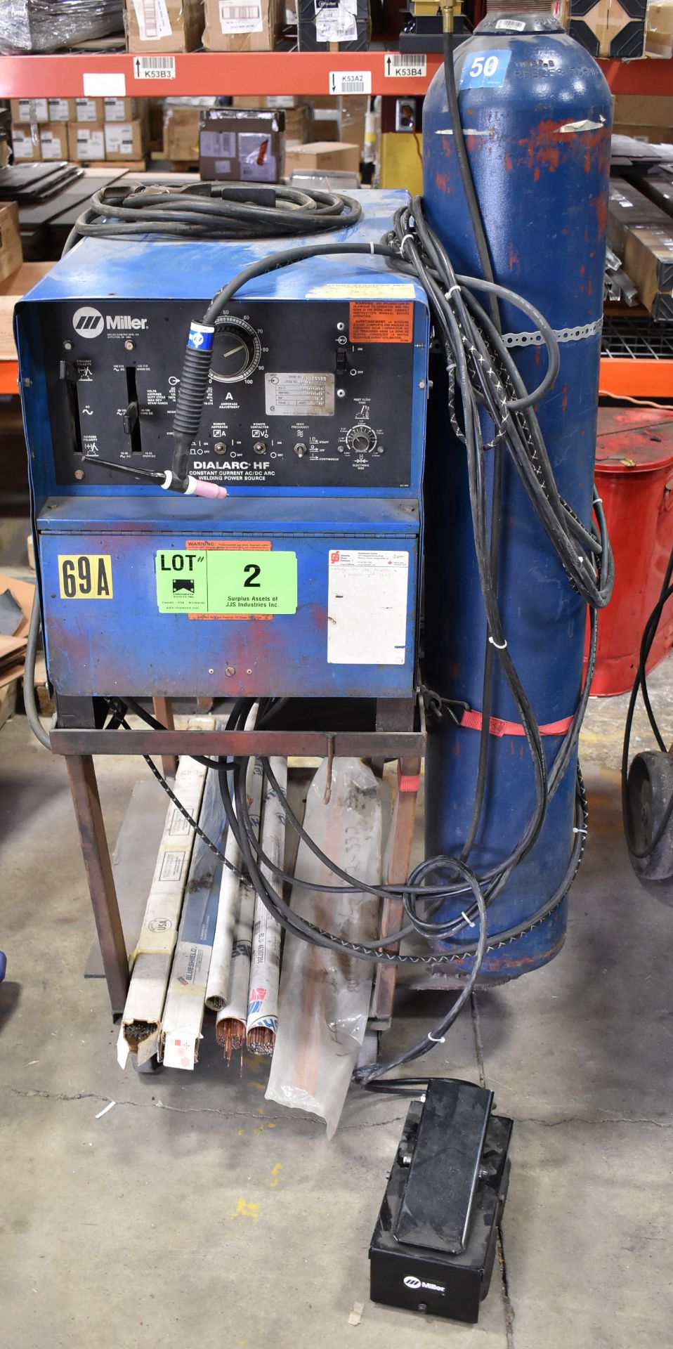 MILLER DIALARC HF WELDER WITH CABLES AND GUN, S/N: JH189180 [RIGGING FEE FOR LOT #2 - $50 CAD PLUS