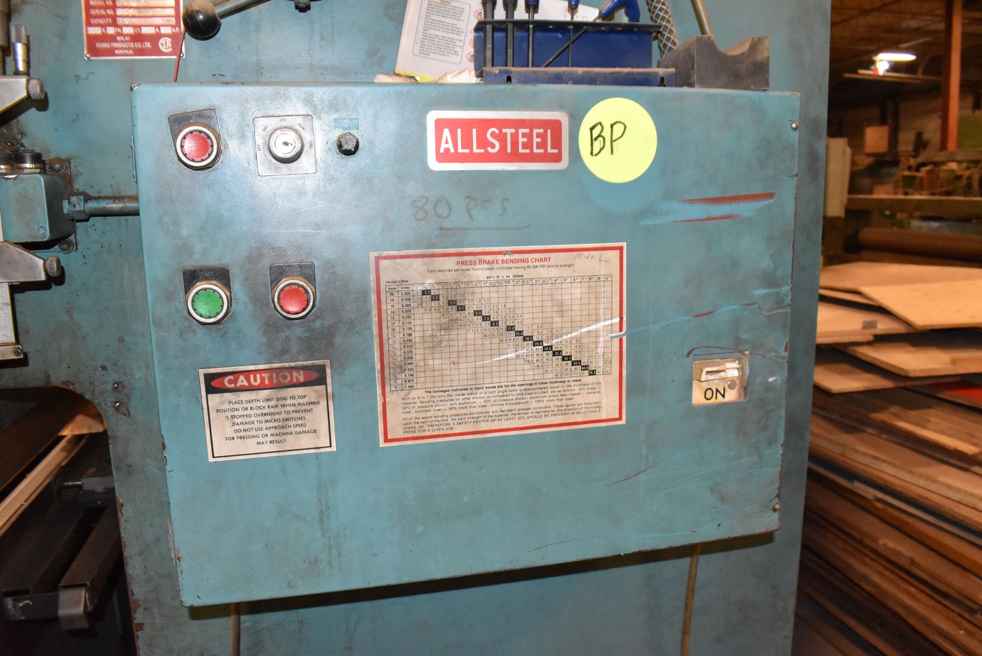 ALLSTEEL 70-10 70TON 10" BRAKE PRESS WITH BACKGAUGE, S/N: 356 (NO TOOLING OR DIES) [RIGGING FEE - Image 7 of 13