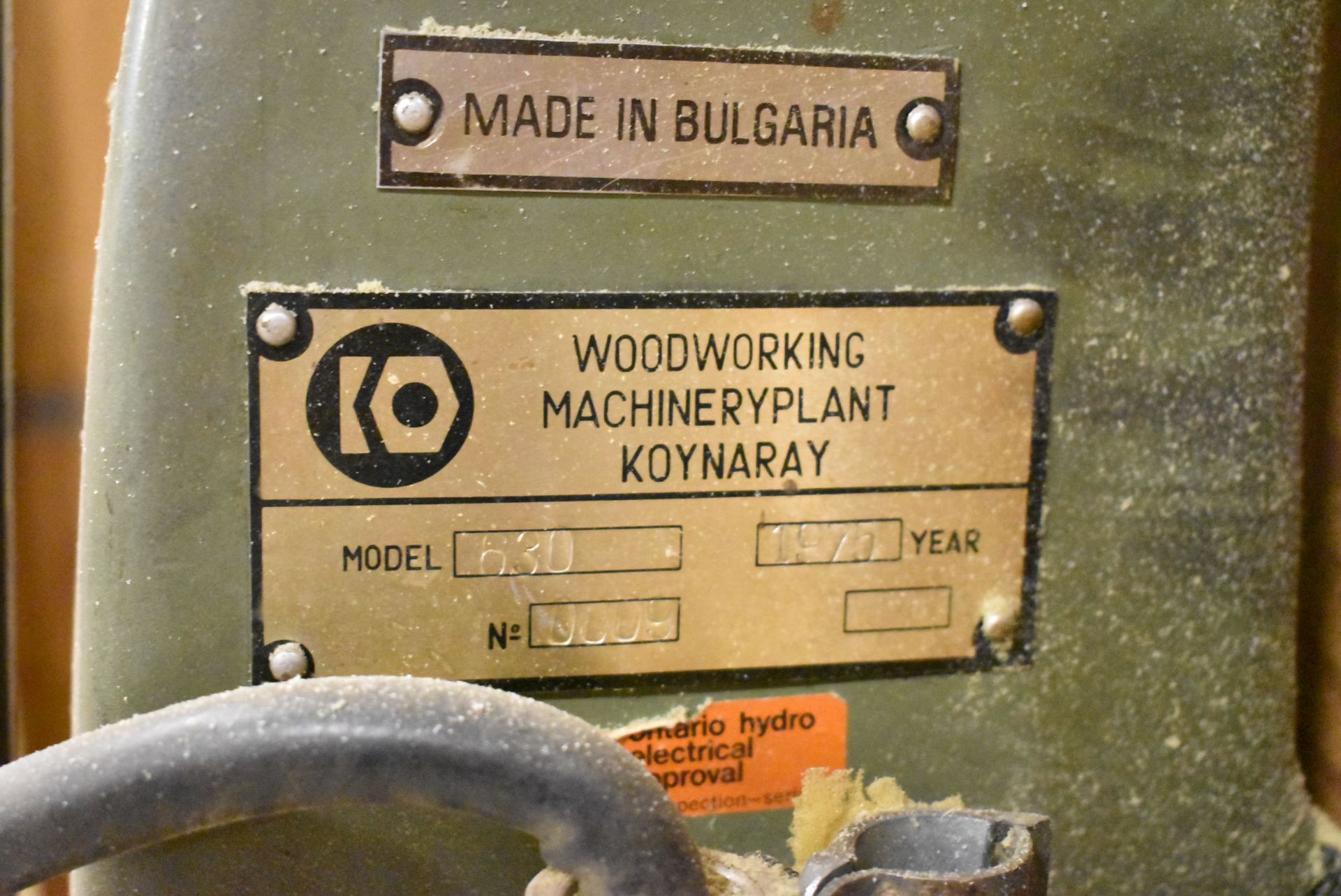 KOYNARAY 630 VERTICAL BANDSAW, S/N: 0009 [RIGGING FEE FOR LOT #11 - $100 CDN PLUS APPLICABLE TAXES] - Image 3 of 3