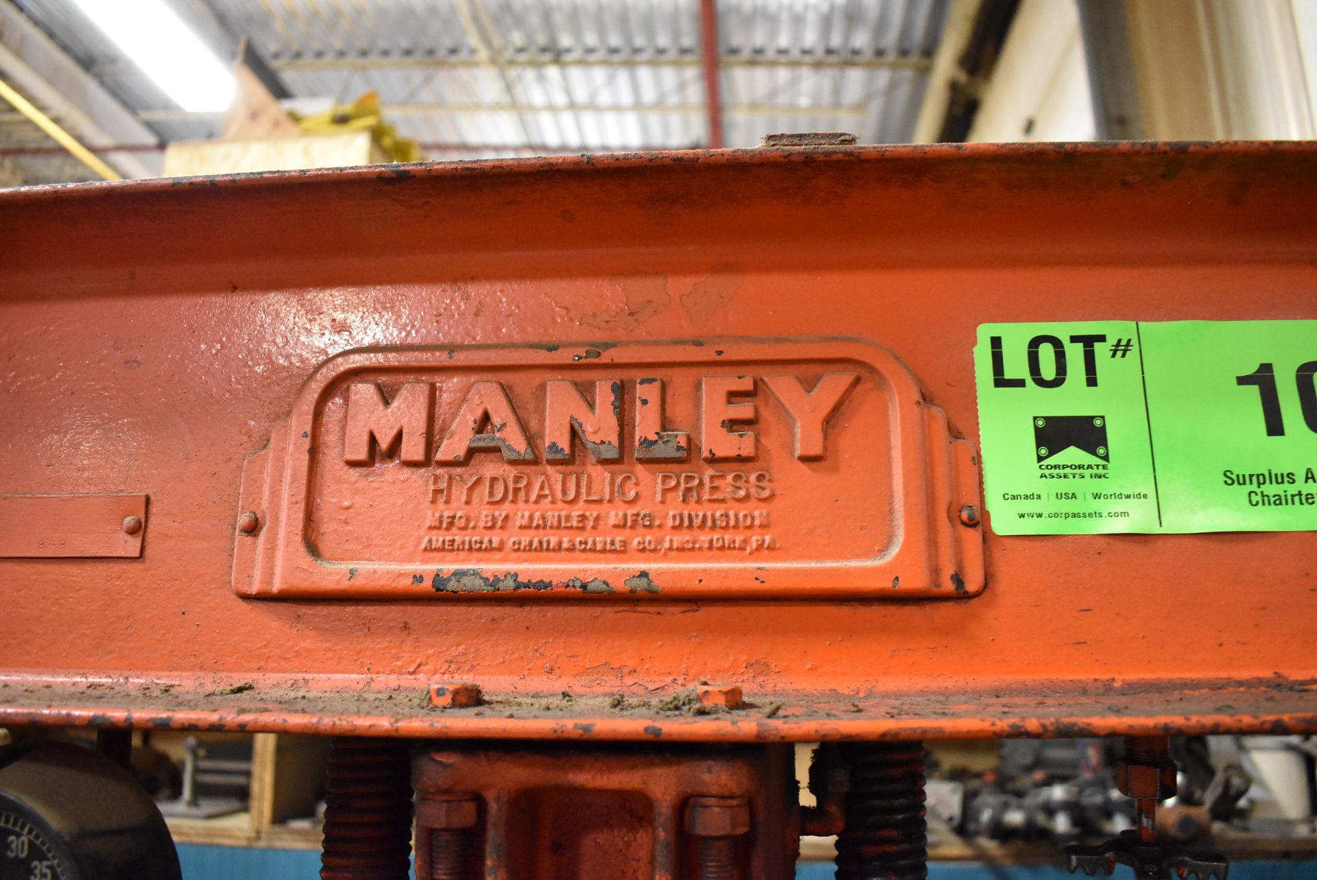 MANLY H-FRAME 50TON SHOP PRESS, S/N: N/A [RIGGING FEE FOR LOT #10 - $100 CDN PLUS APPLICABLE TAXES] - Image 3 of 3