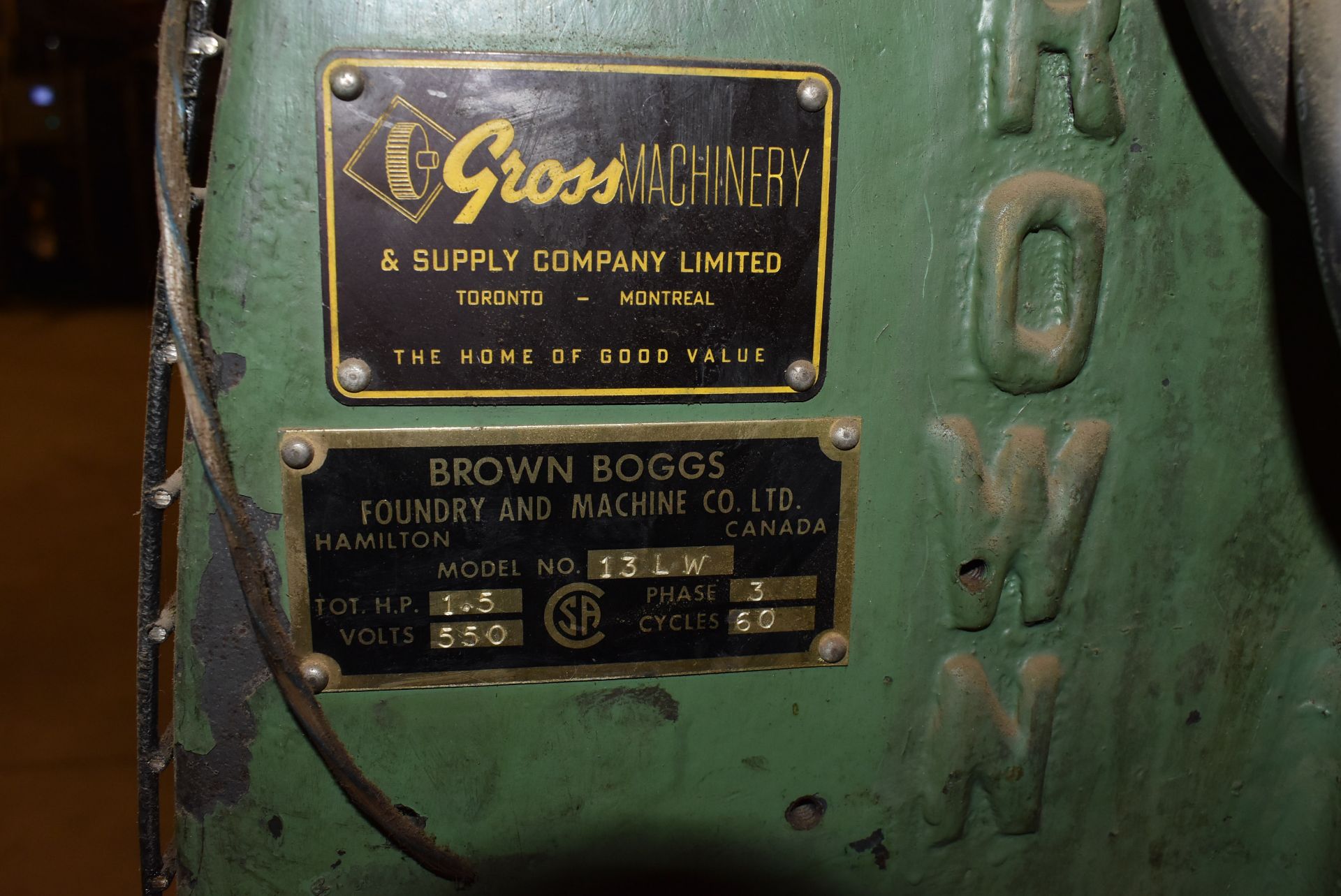 BROWN BOGGS 13LW OBI PUNCH PRESS WITH 11.25"X22.25" BED, 9"X8" RAM, S/N: N/A [RIGGING FEE FOR LOT # - Image 4 of 4