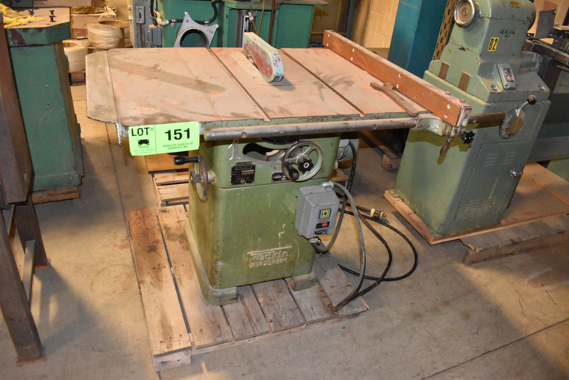 WADKIN BURSGREEN TABLESAW, S/N: N/A [RIGGING FEE FOR LOT #151 - $40 CDN PLUS APPLICABLE TAXES] - Image 2 of 6