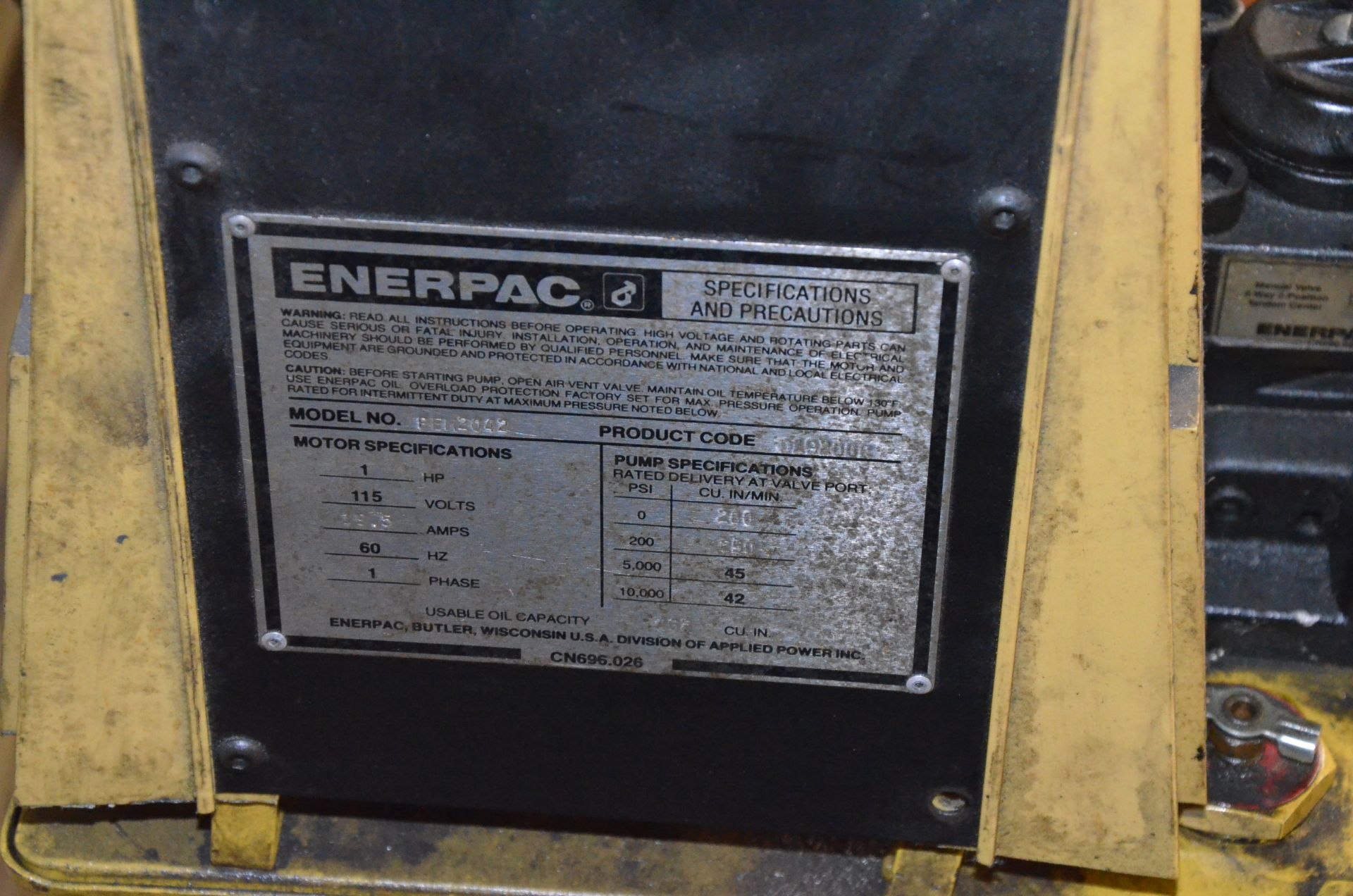 ENERPACK HUSHH-PUP PME2042 HYDRAULIC POWER PACKS, 120V/1PH/60HZ, S/N D19200C [RIGGING FEE FOR LOT #4 - Image 3 of 3