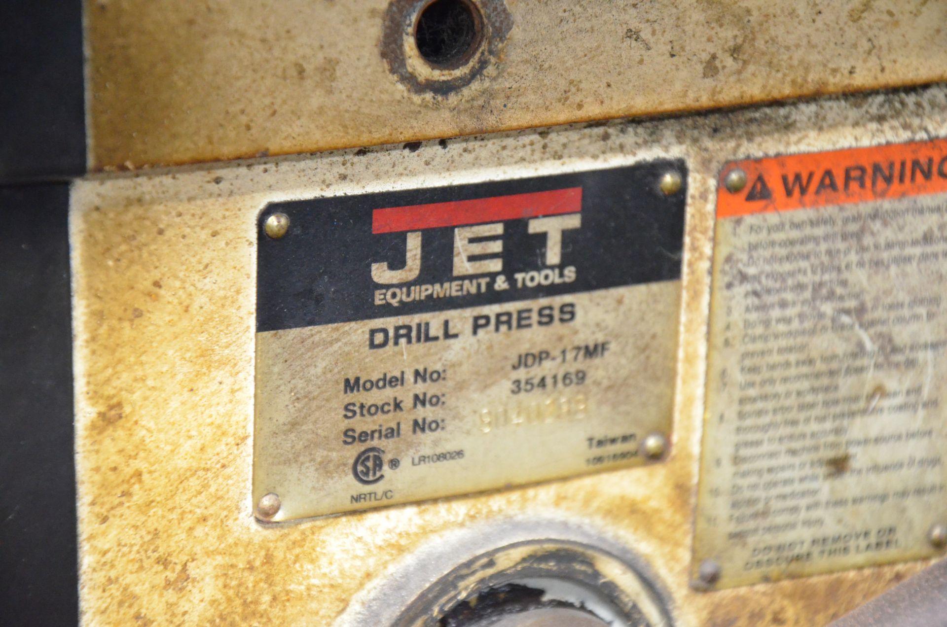 JET JDP-17MF FLOOR-TYPE DRILL PRESS, S/N N/A [RIGGING FEE FOR LOT #268 - $25 USD PLUS APPLICABLE - Image 2 of 2