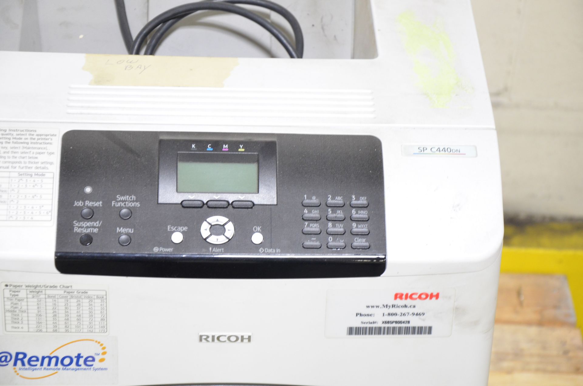 RICOH (2017) SP C440DN LASERJET PRINTER, S/N X685P800428 [RIGGING FEE FOR LOT #647 - $20 USD PLUS - Image 2 of 2