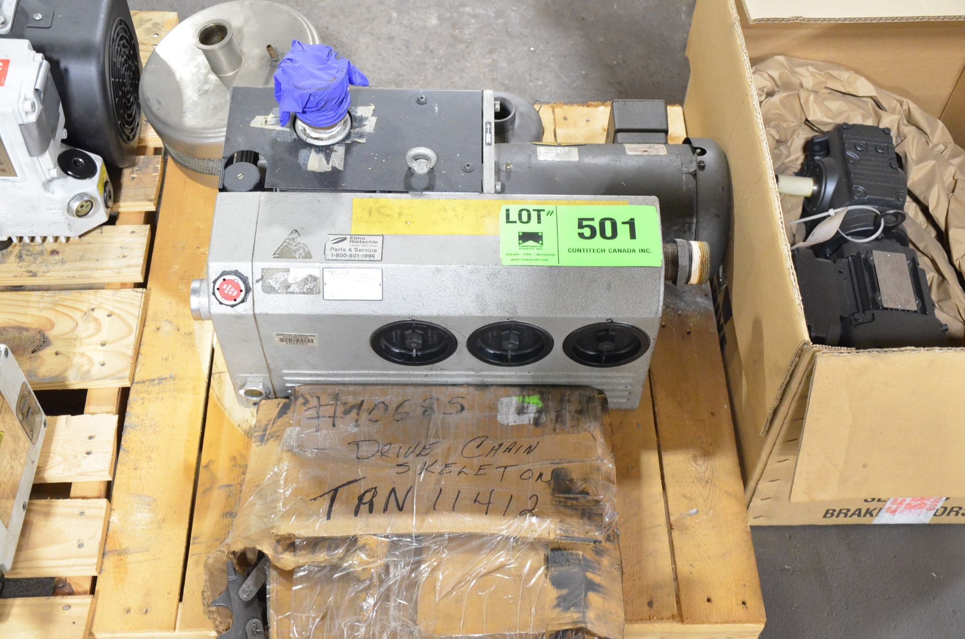 LOT/ (3) PALLETS WITH DRIVES, MOTORS, VACUUM PUMPS AND GEAR REDUCERS [RIGGING FEE FOR LOT #501 - $50 - Image 3 of 4