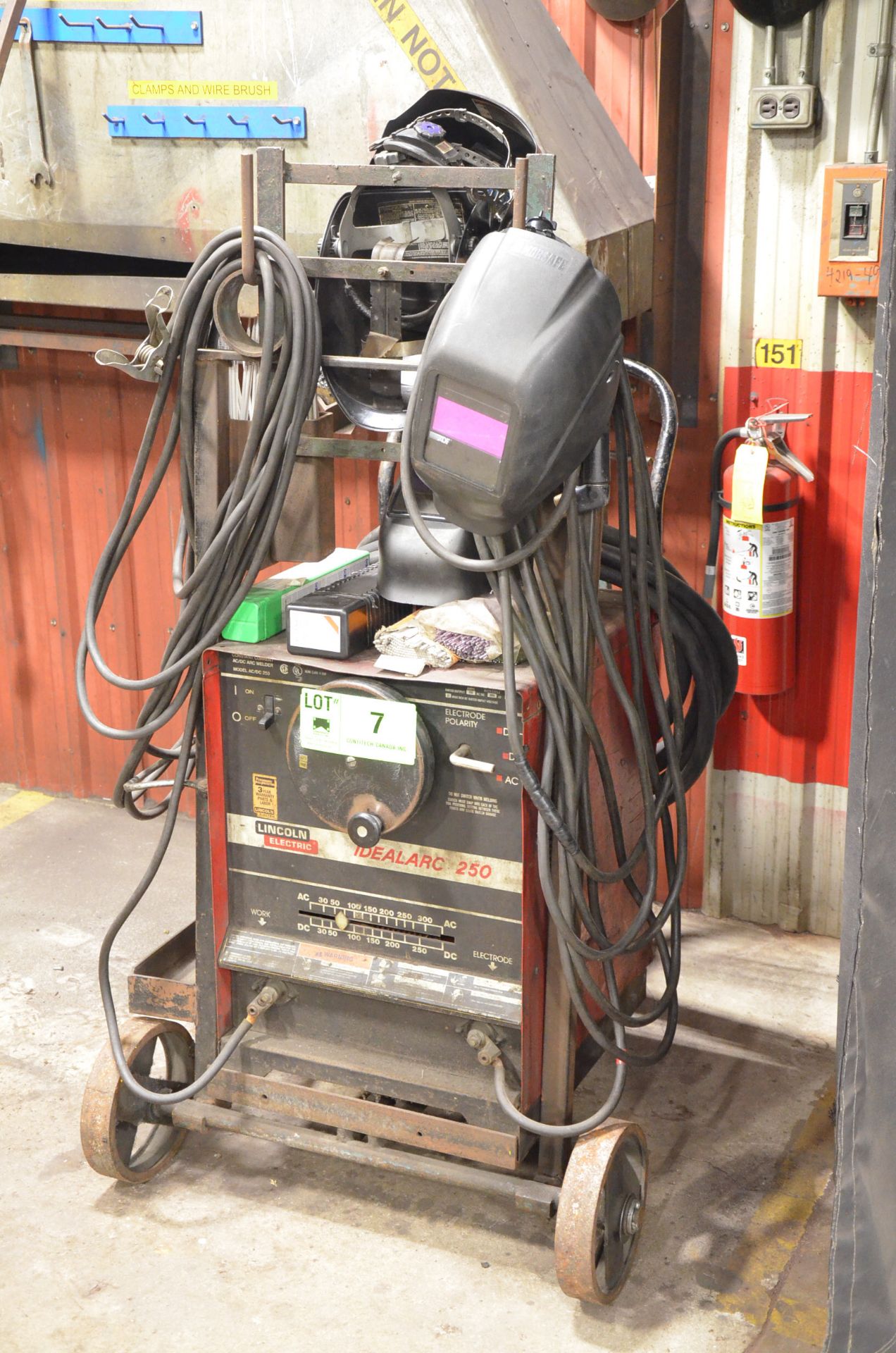 LINCOLN ELECTRIC IDEALARC 250 PORTABLE ARC WELDER WITH CABLES, GUN, AND WELDING SUPPLIES, S/N N/A [ - Image 2 of 4