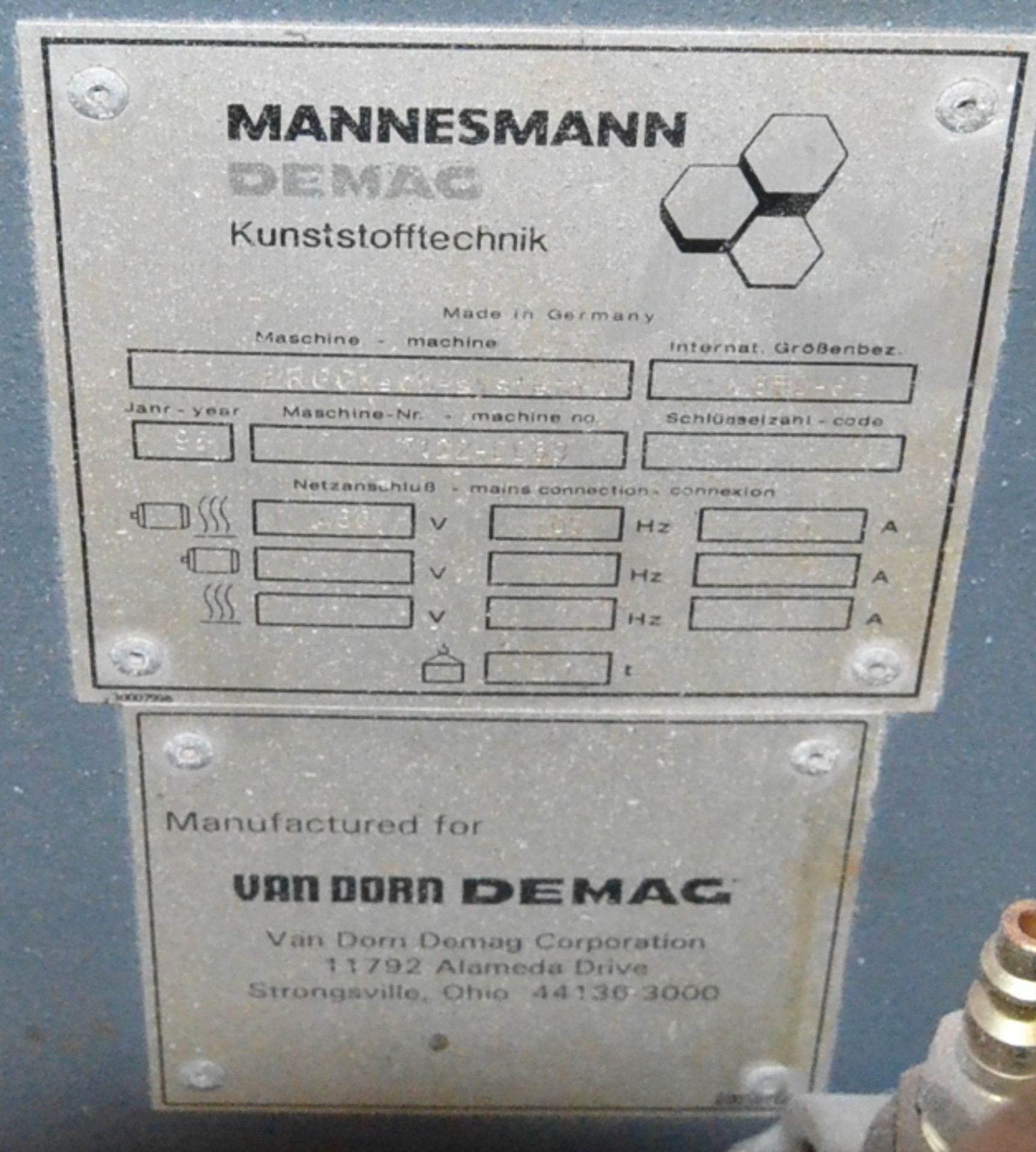 VAN DORN 35 ET SYSTEM CNC HORIZONTAL INJECTION MOLDING MACHINE WITH MANNESMANN DEMAG NC4 CNC - Image 14 of 14