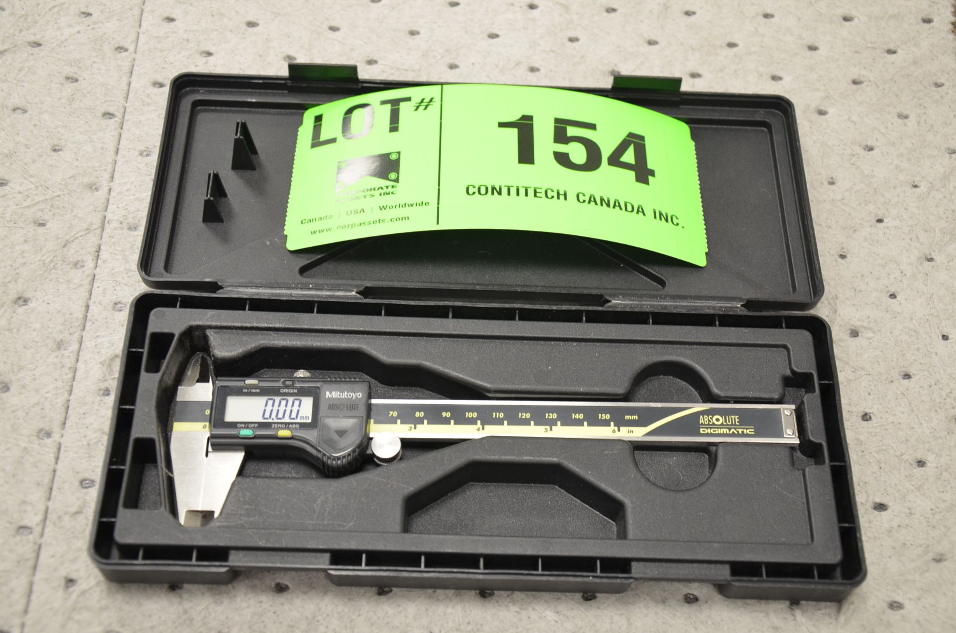 MITUTOYO 6" DIGITAL VERNIER CALIPER, S/N N/A [RIGGING FEE FOR LOT #154 - $20 USD PLUS APPLICABLE