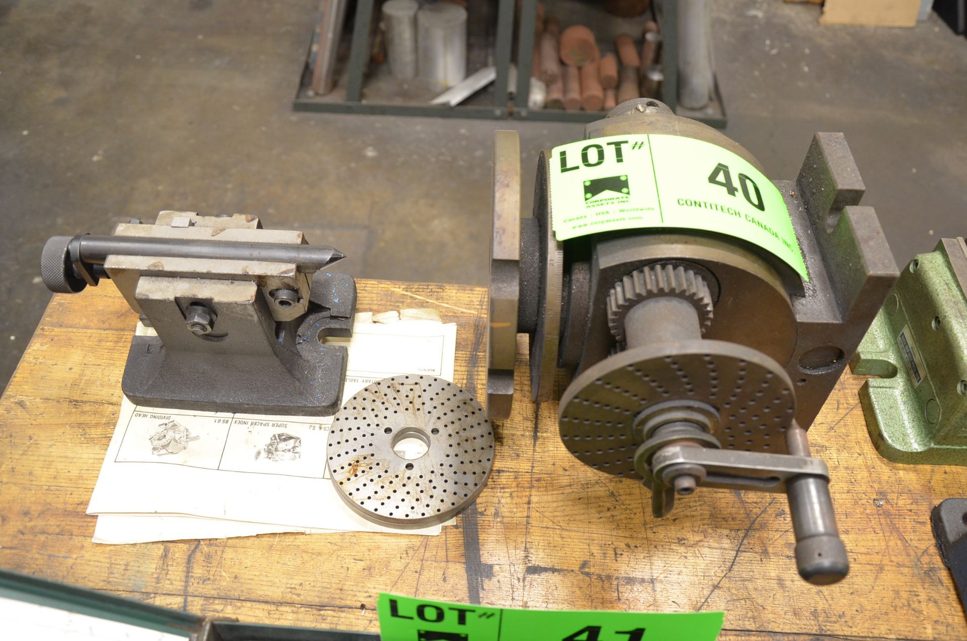 STM DIVIDING HEAD WITH PLATES AND TAILSTOCK, S/N N/A [RIGGING FEE FOR LOT #40 - $20 USD PLUS