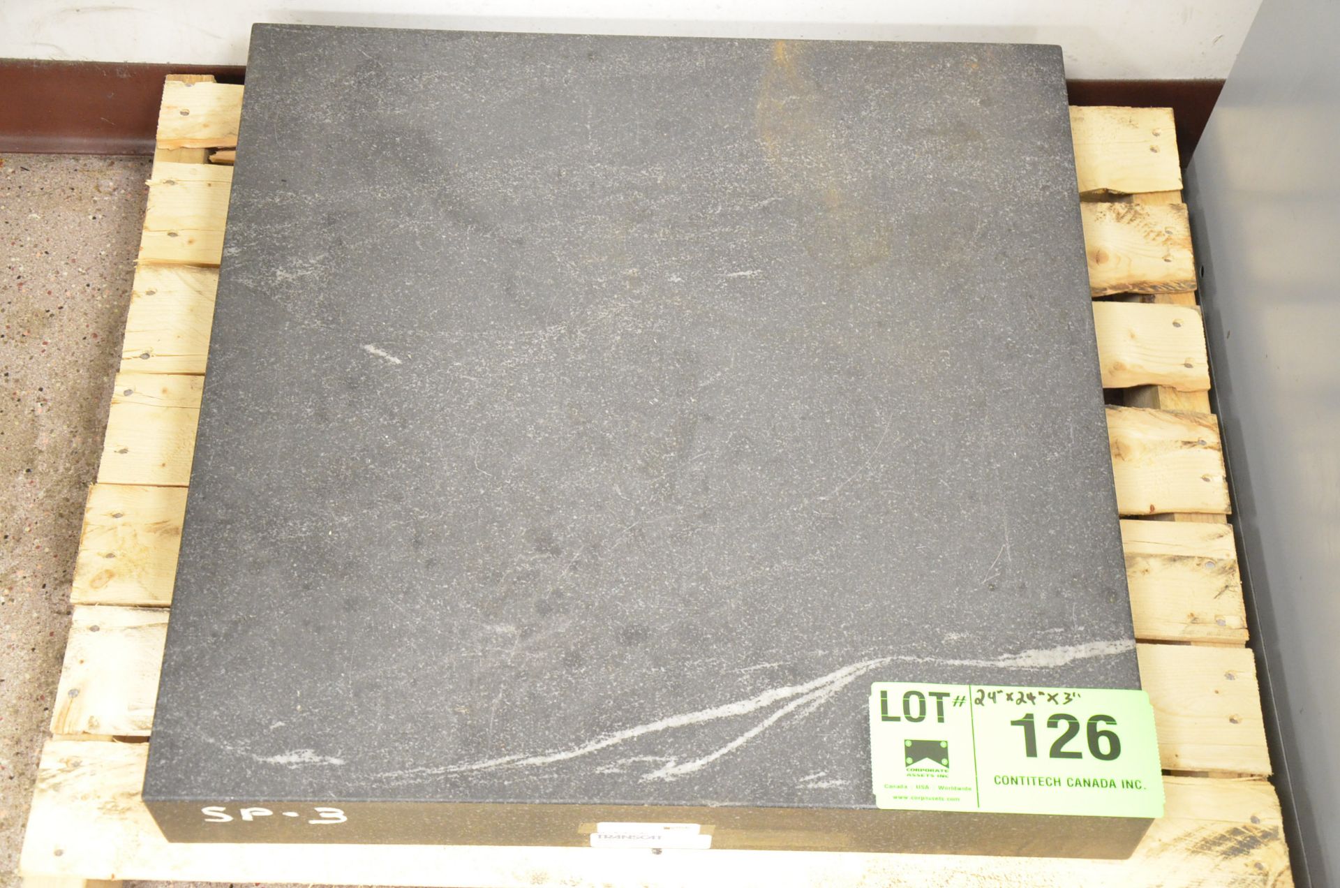 24"X24"X3" GRANITE SURFACE PLATE, S/N N/A [RIGGING FEE FOR LOT #126 - $20 USD PLUS APPLICABLE