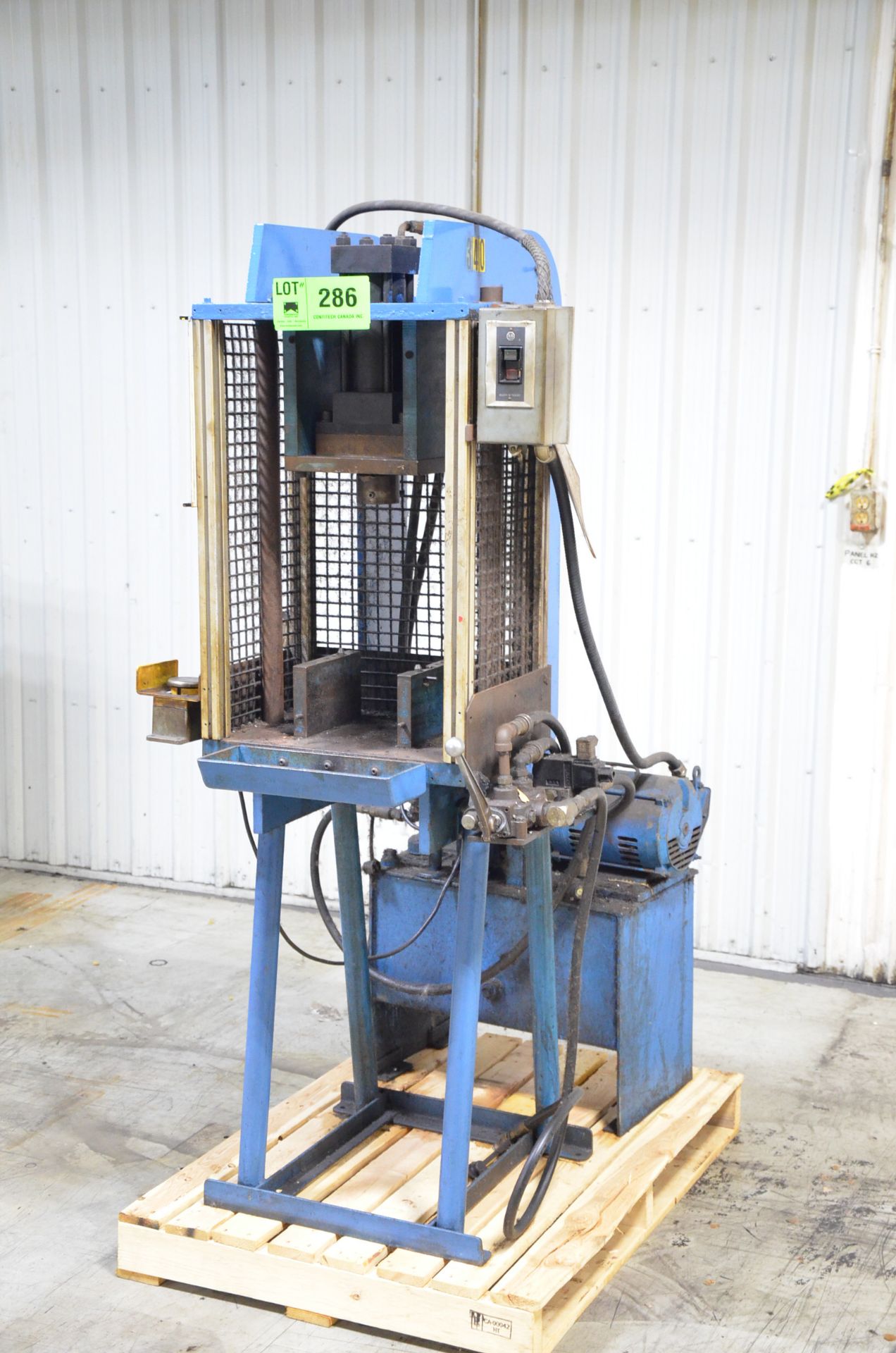 DENISON HYDRAULIC C-FRAME PRESS WITH POWER PACK, S/N N/A [RIGGING FEE FOR LOT #286 - $25 USD PLUS