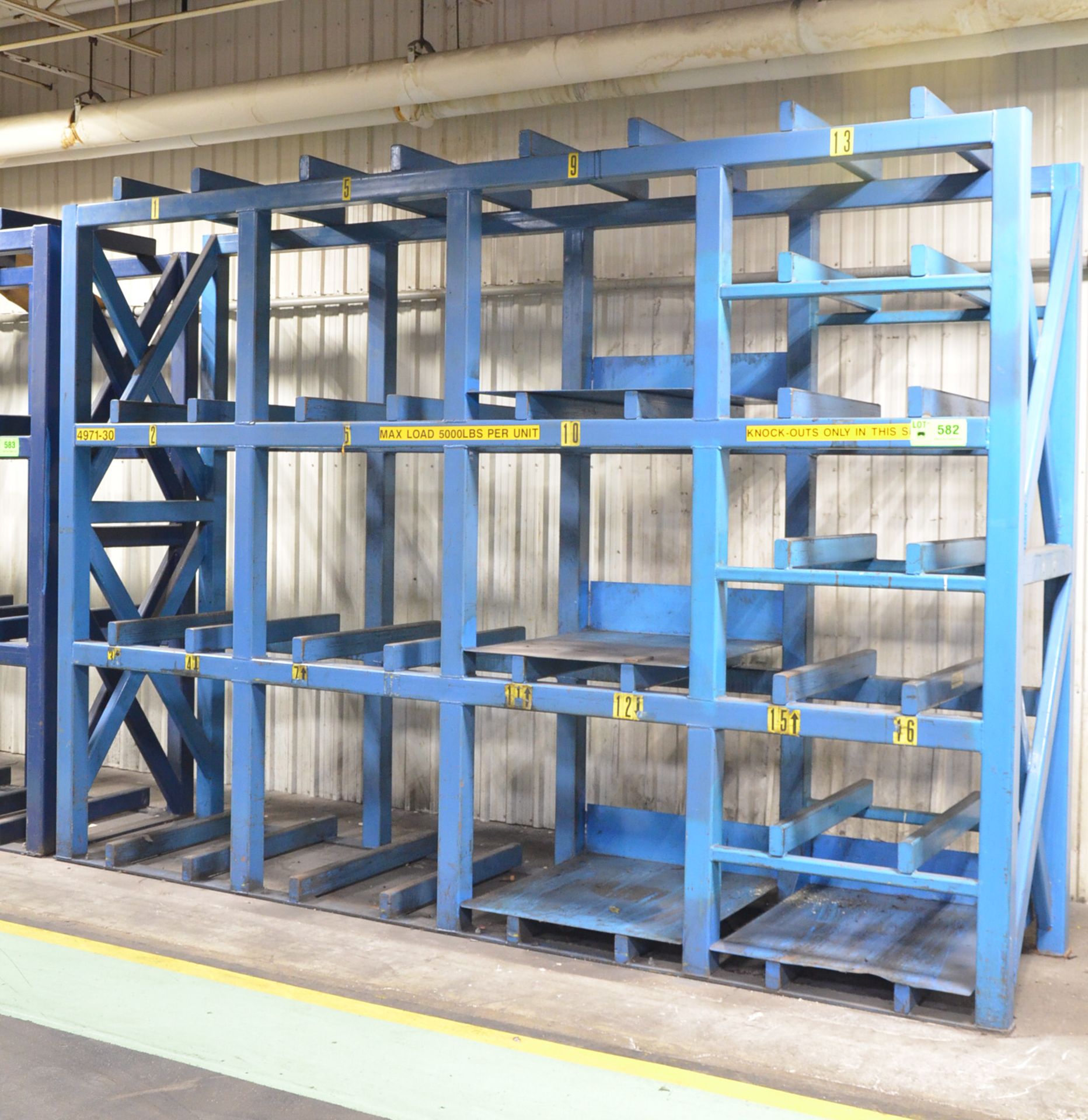 LOT/ (4) SECTIONS OF ENGINEERED DIE RACKING WITH 5,000LB/SHELF CAPACITY [RIGGING FEE FOR LOT #