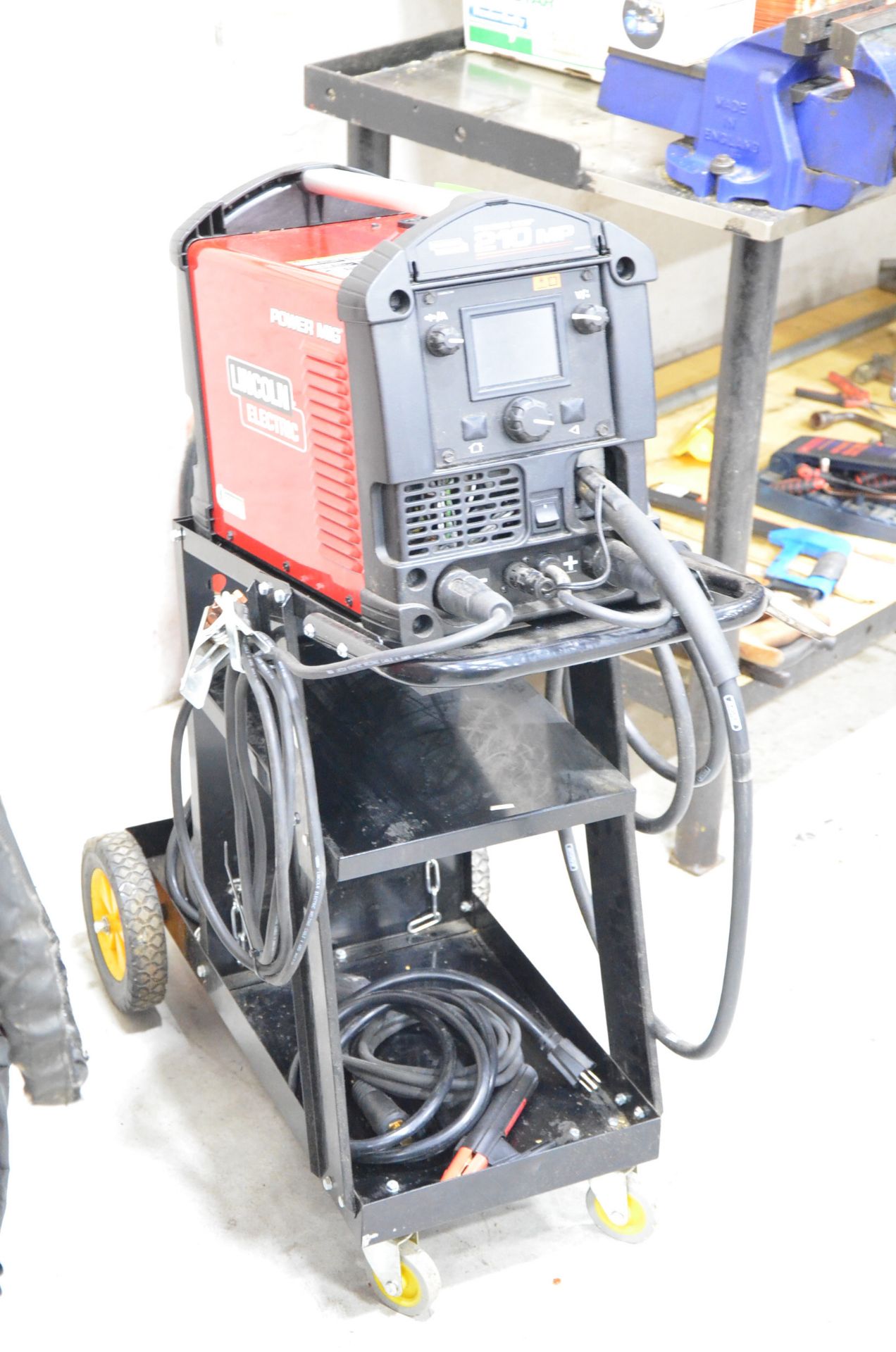 LINCOLN ELECTRIC POWER MIG 210 MP DIGITAL PORTABLE MIG ARC WELDER WITH CABLES AND GUN, S/N - Image 3 of 5