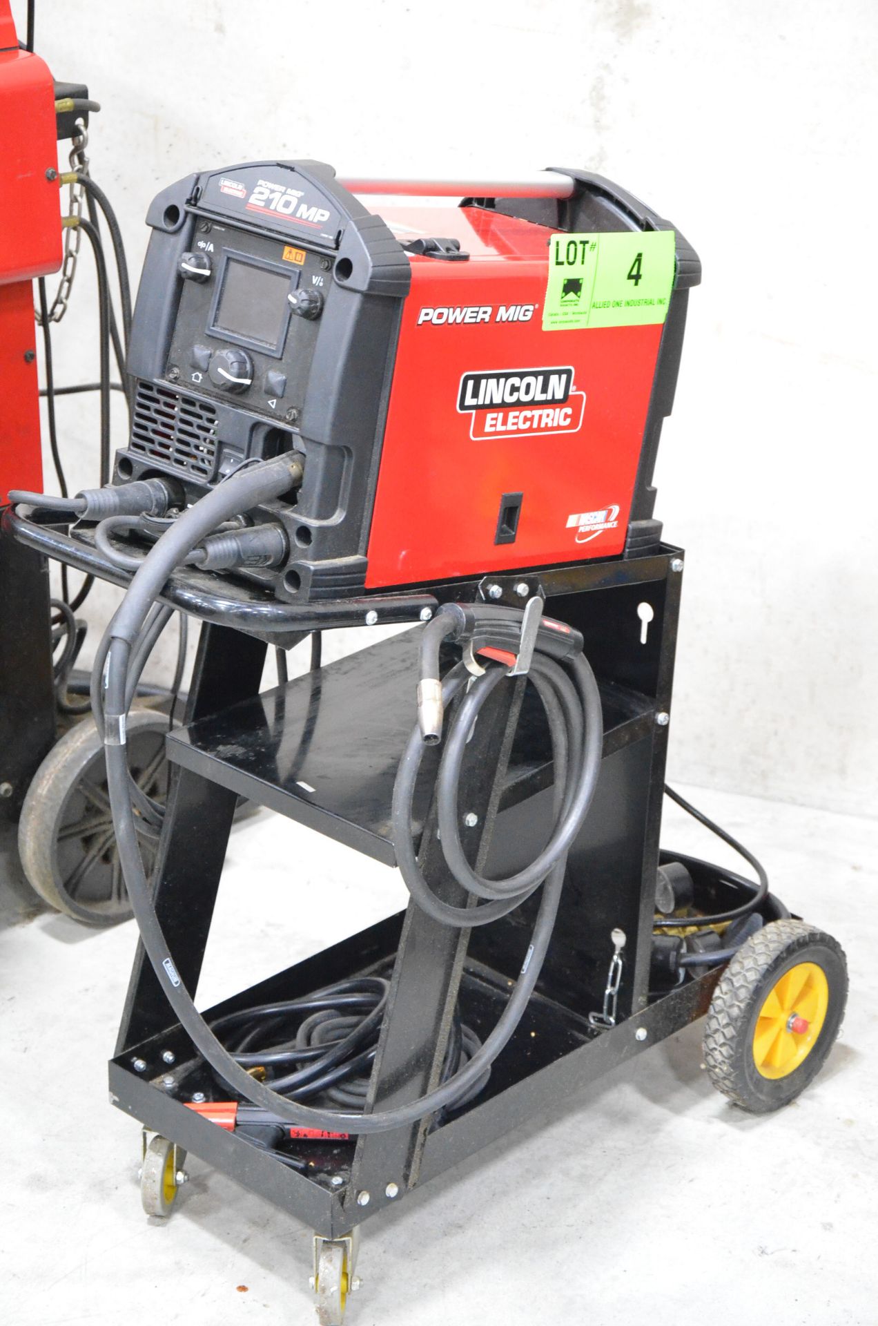 LINCOLN ELECTRIC POWER MIG 210 MP DIGITAL PORTABLE MIG ARC WELDER WITH CABLES AND GUN, S/N