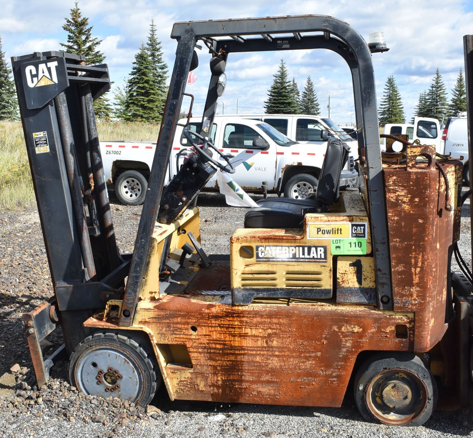 CATERPILLAR T80D STR 8000 LB. CAPACITY LPG FORKLIFT WITH 117" MAX. LIFT HEIGHT, S/N: N/A (NOT IN