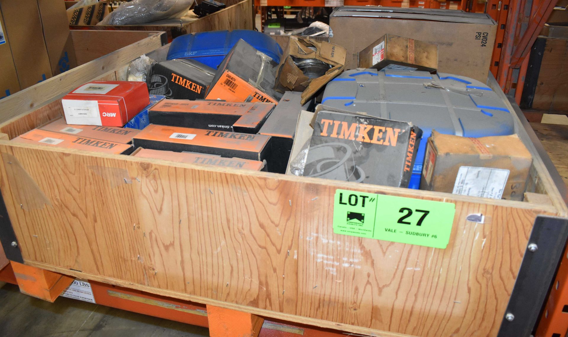 LOT/ CRATE WITH TIMKEN & SKG BEARINGS (CMD WAREHOUSE - 08020201)