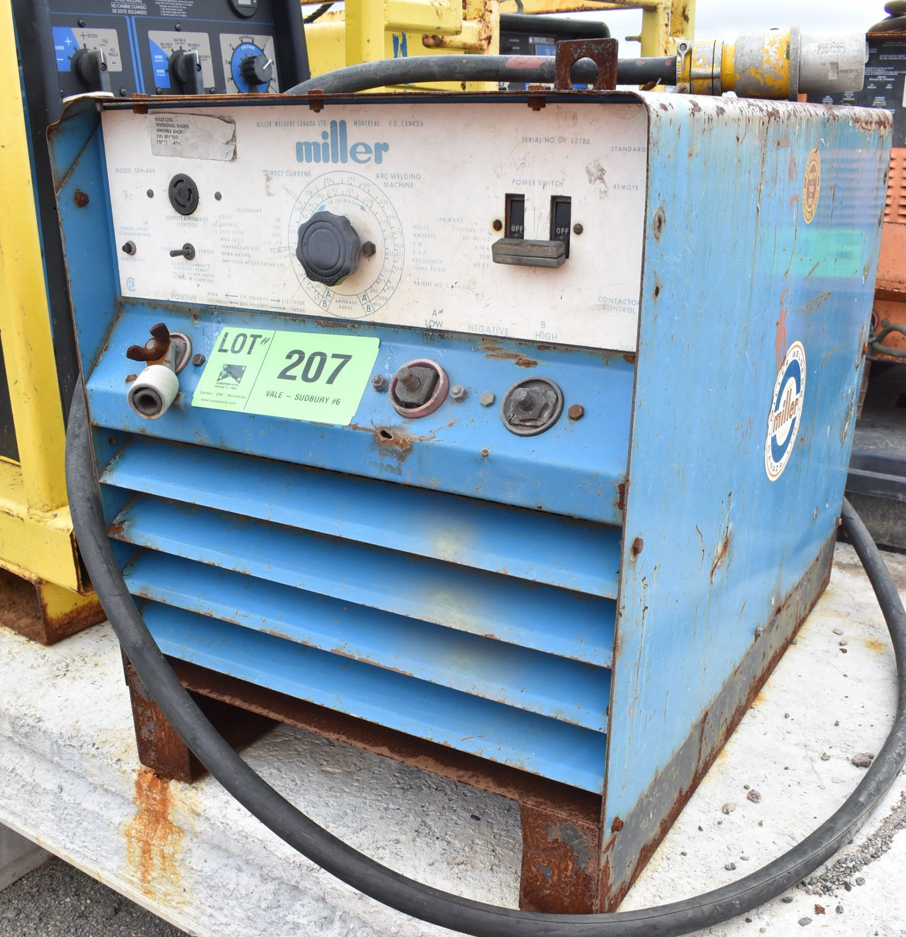 MILLER SRH-444 WELDING POWER SOURCE, S/N: CN-62786 (CMD YARD #2)