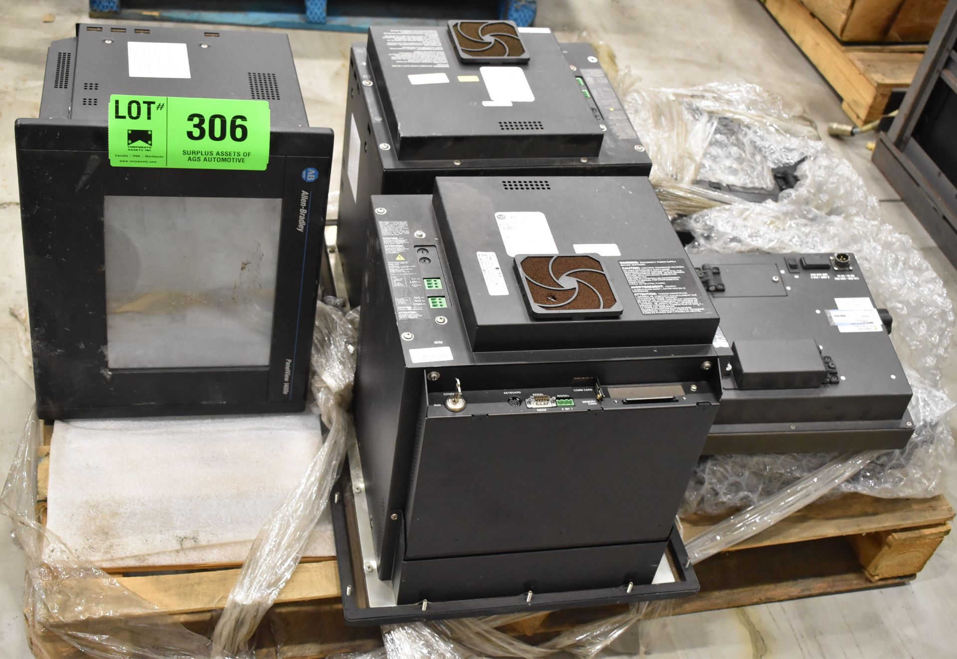 LOT/ (3) ALLEN-BRADLEY PANELVIEW 1400E TOUCHSCREEN CONTROLS, (4) ABB PIVOTING CONTROL SCREENS (CI)