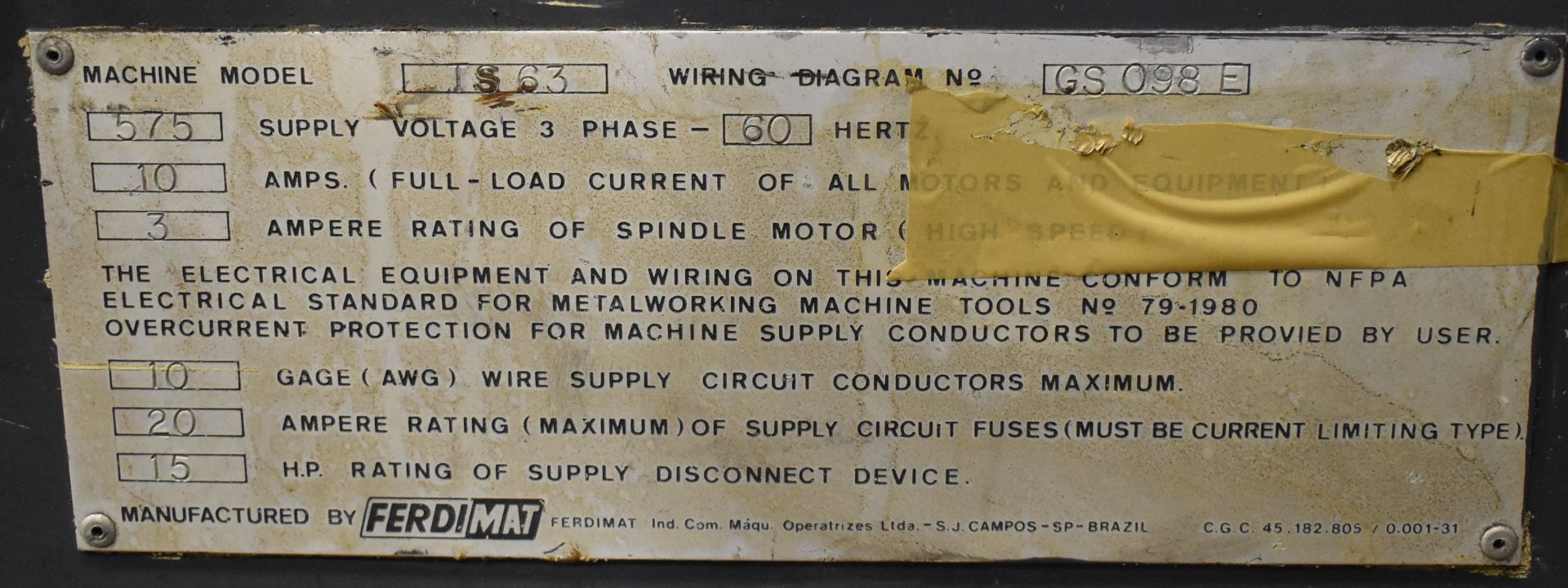 FERDIMAT TS63 HYDRAULIC SURFACE GRINDER WITH 18"X8" MAGNETIC CHUCK, SPEEDS TO 1800 RPM, - Image 9 of 9