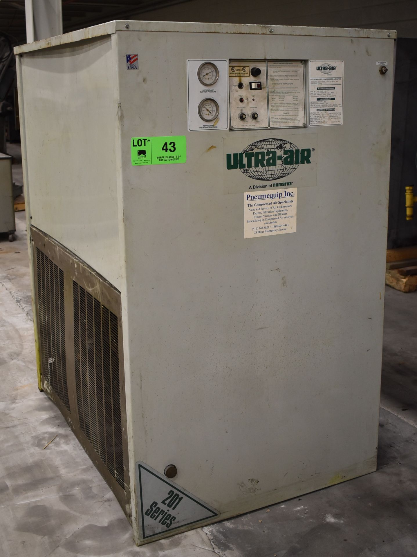 ULTRA-AIR (2007) UA201-1000EX REFRIGERATED COMPRESSED AIR DRYER, S/N: U-48799 (CI)