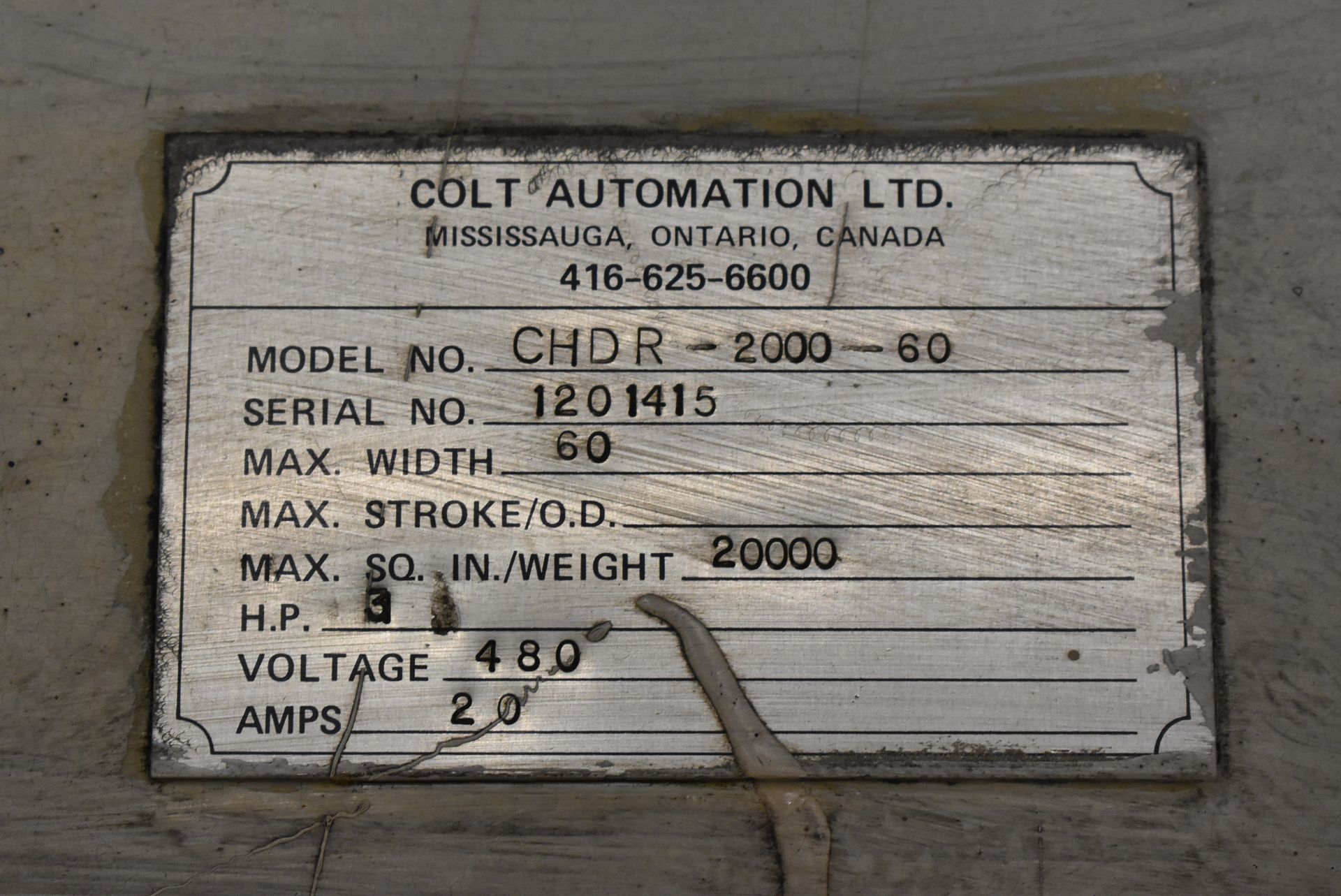 COLT CHDR-2000-60 MANDREL-TYPE MOTORIZED UNCOILER WITH 20,000 LB. CAPACITY, 60" MAX. WIDTH, 3 HP, - Image 6 of 10
