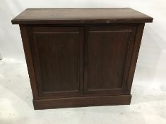 19th century mahogany two-door cabinet on plinth base, 99cm x 86cm